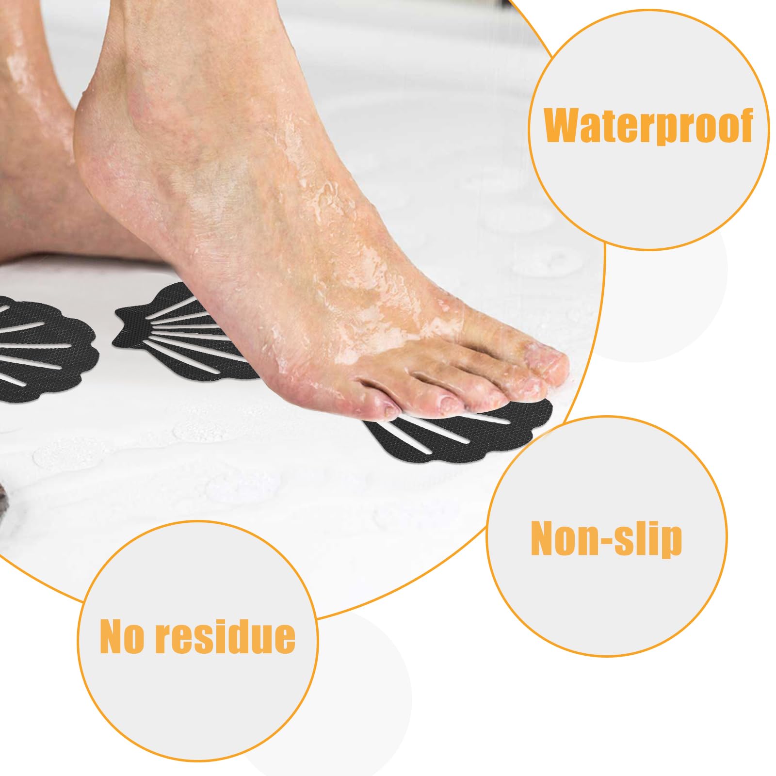 Coufce 30 Pcs Bathtub Stickers Non Slip, Shell Shaped Tubs Safety Shower Treads, Adhesive Sticker For Bathroom Bathtub, Shower F