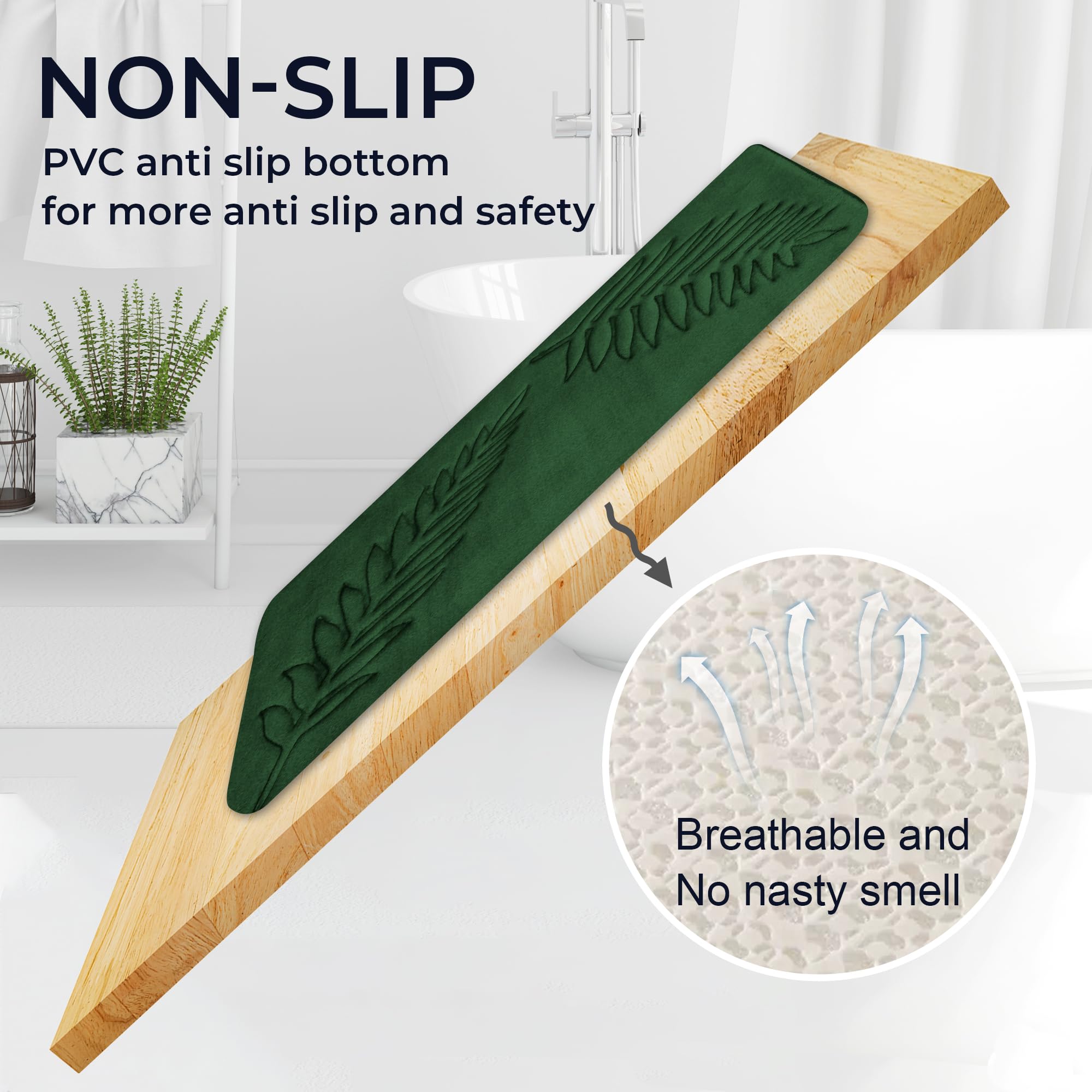 Voofly Memory Foam Bath Mat 32'' X 20'' Leaf Flannel Velvet Super Absorbent And Non Slip Bathroom Rugs Water Washable Bath Rug F