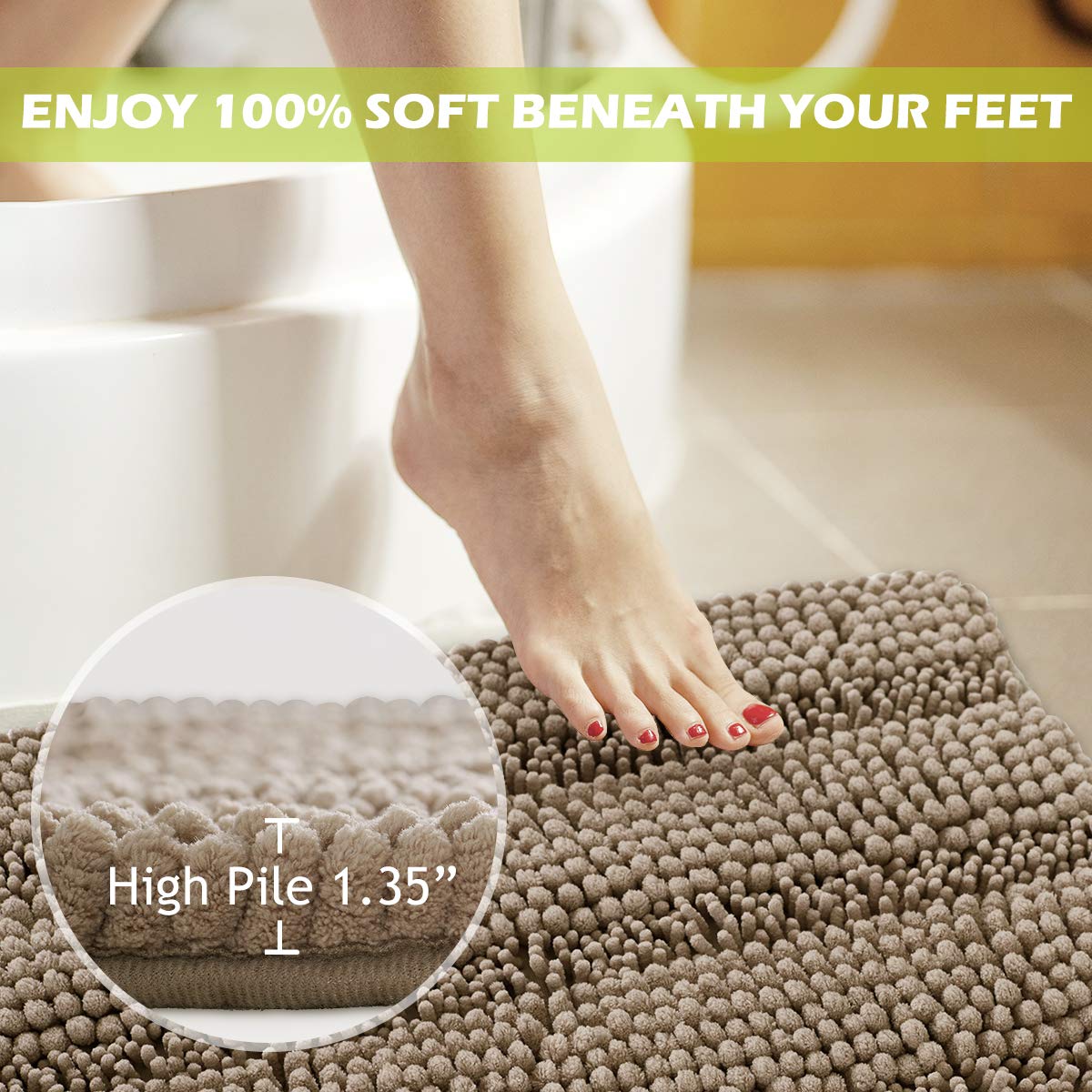 Kgorge Non Slip Bath Rugs - Water Absorbent Machine Washable Super Soft Thick Kitchen Mats For Bathroom Shower Area Living Room