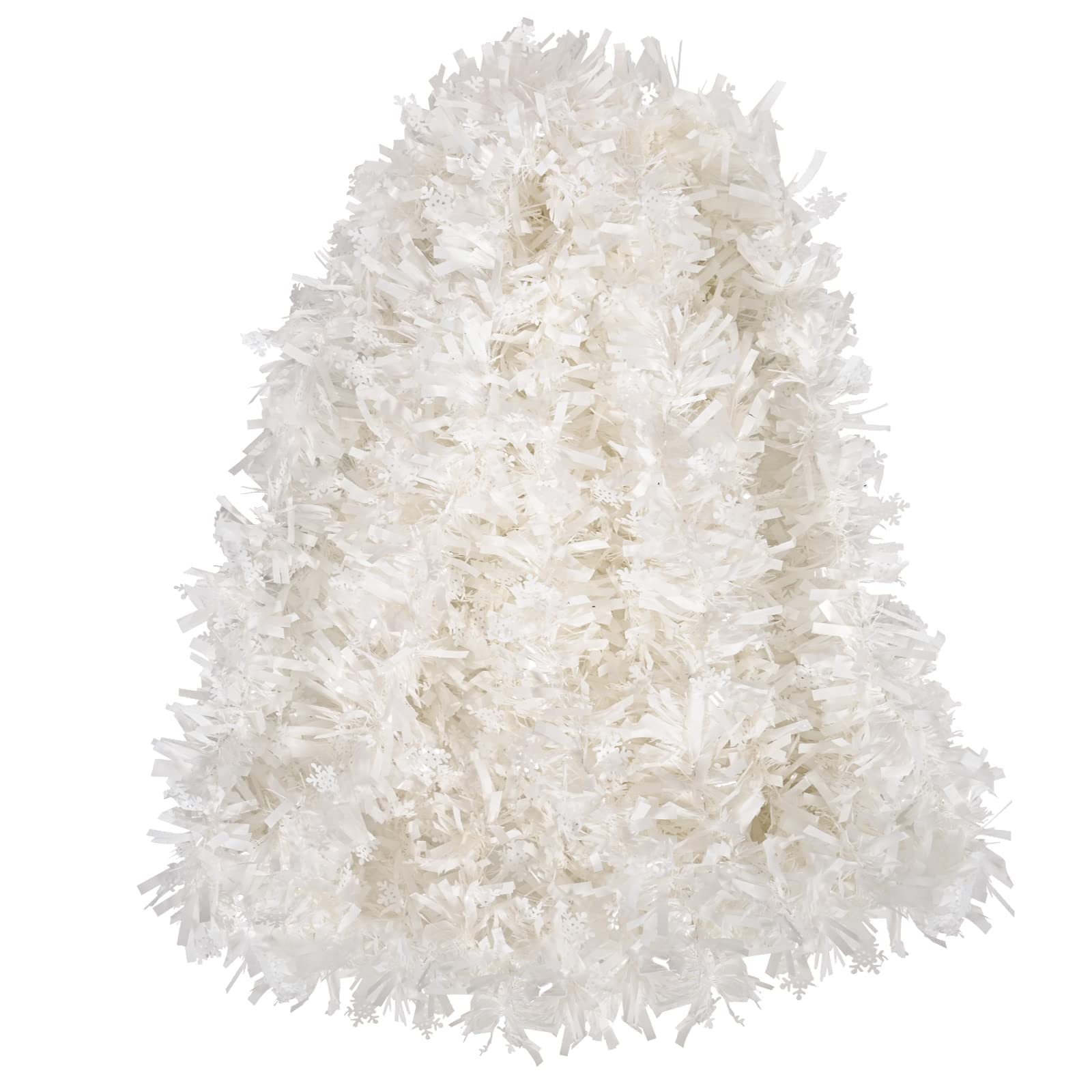 33ft /10m Snowflake Christmas Tinsel Garland White Metallic Twisted Hanging Garland with Star for Chistmas Tree Fireplace Home D