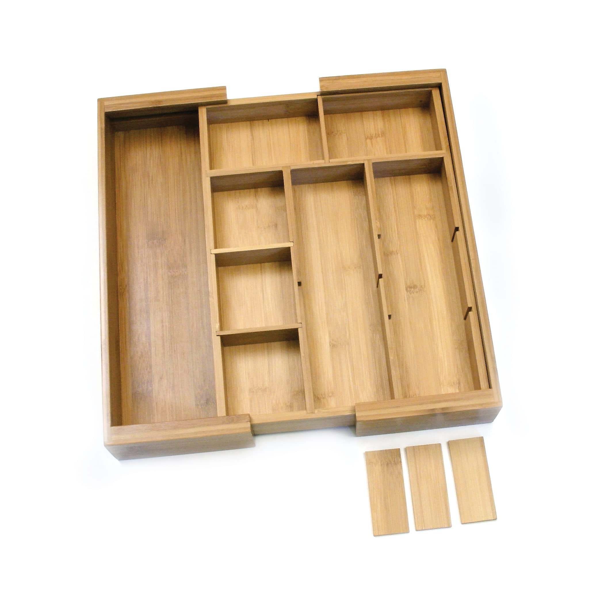 Lipper International 8882 Bamboo Wood Expandable To 18-3/4'' Flatware Drawer Organizer With Removable Dividers