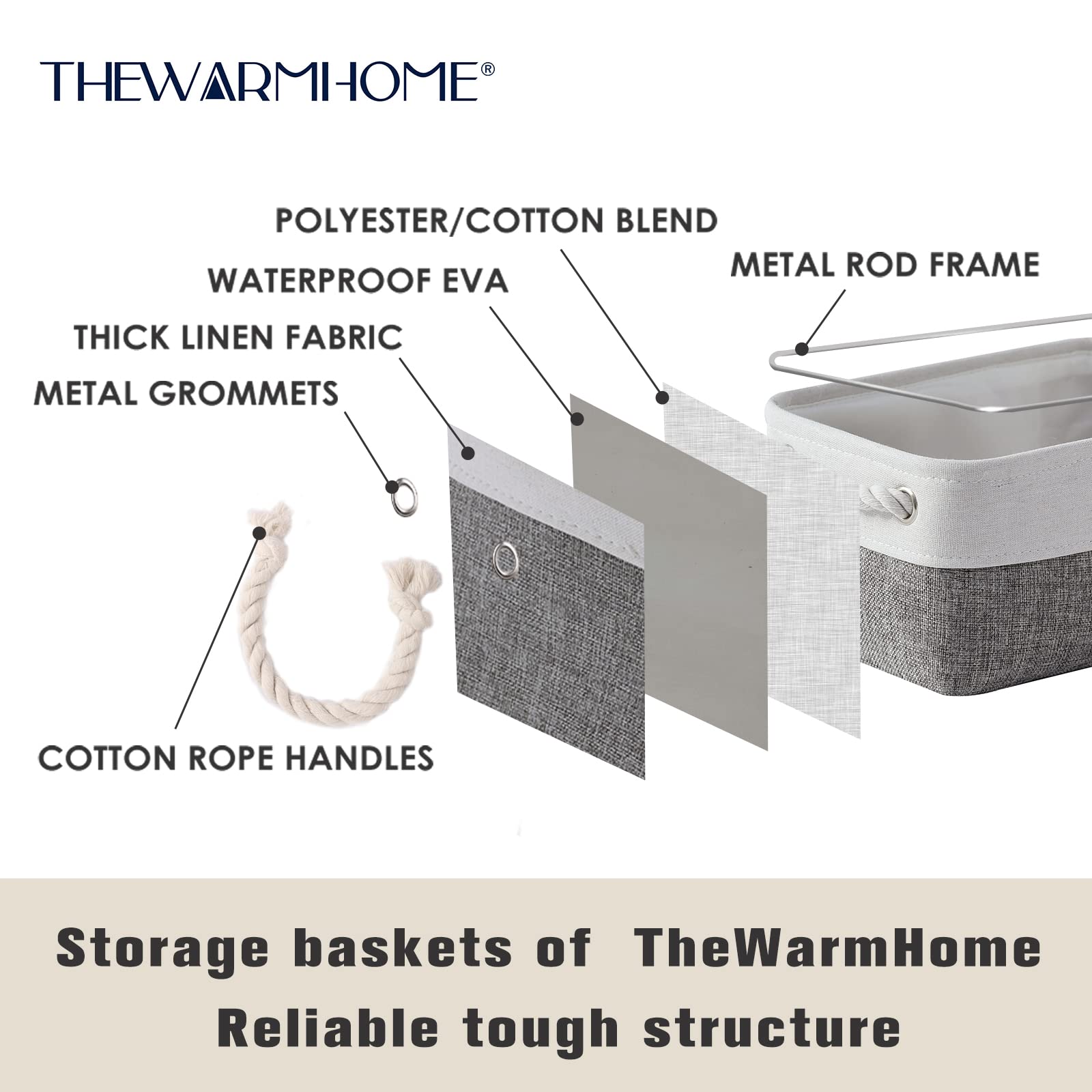 Thewarmhome Small Storage Baskets For Organizing,Storage Baskets For Shelves,Small Fabric Storage Bins W/Handles For Closet Nurs