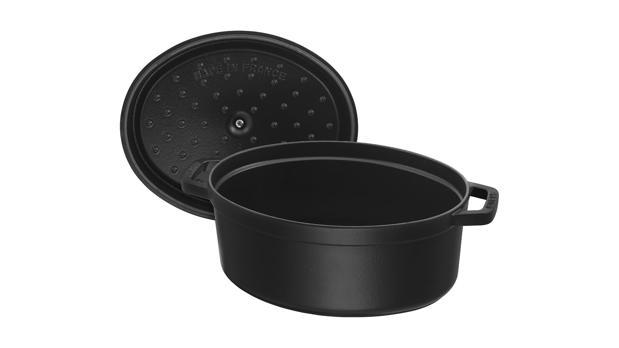Staub La Cocotte Oval 40509-319 Pico Cocotte Oval Black 12.2 Inches (31 Cm) Large Two-Handed Cast Enameled Pot, Induction Compat