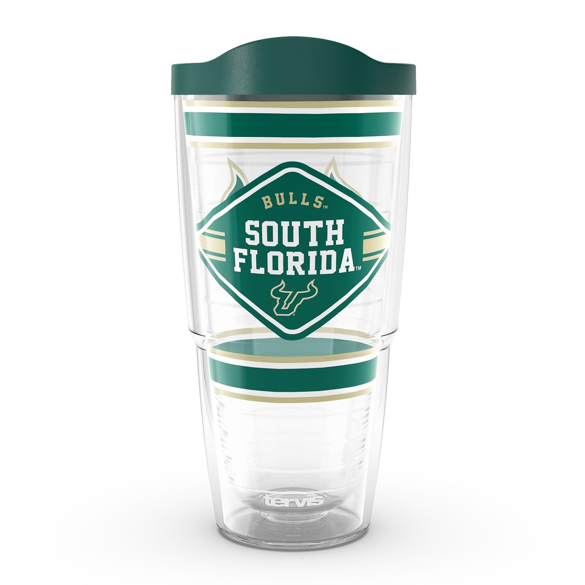 Tervis USF Bulls  First String Made in USA Double Walled Insulated Tumbler Travel Cup Keeps Drinks Cold & Hot, 24oz, Classic