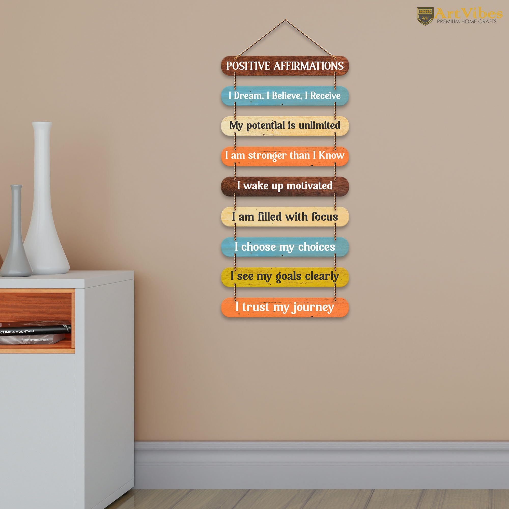 Artvibes Positive Affirmations Printed Wooden Wall Hanging for Home Decorative Items | Living Room | Gifts | Wall Artwork For Ha