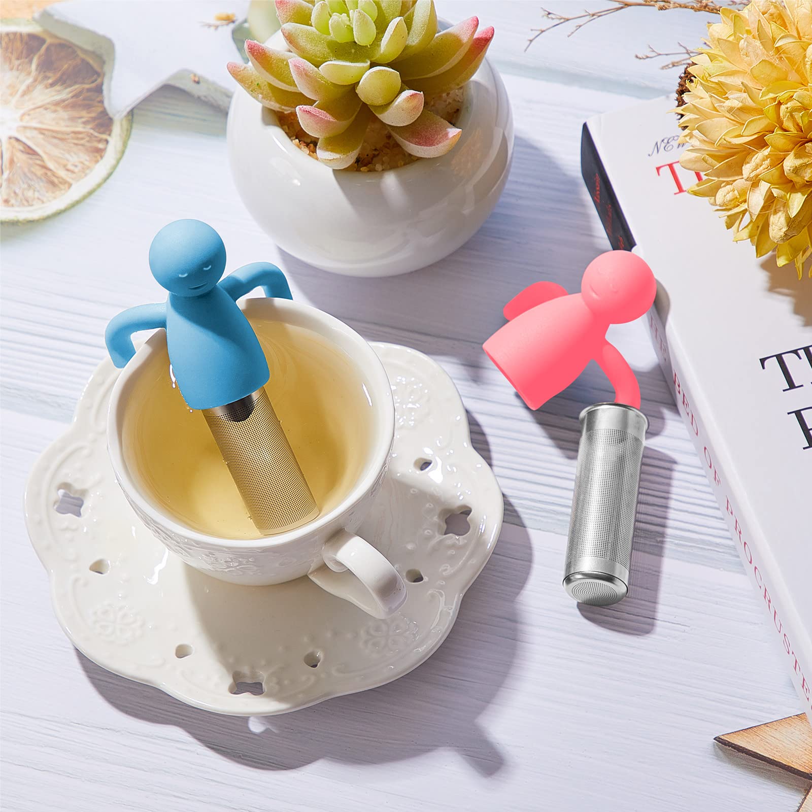 2 Pieces Tea Infuser For Loose Tea Cute Fine Mesh Tea Strainer Stainless Steel Tea Filter Ball Tea Diffuser Steeper For Teacups