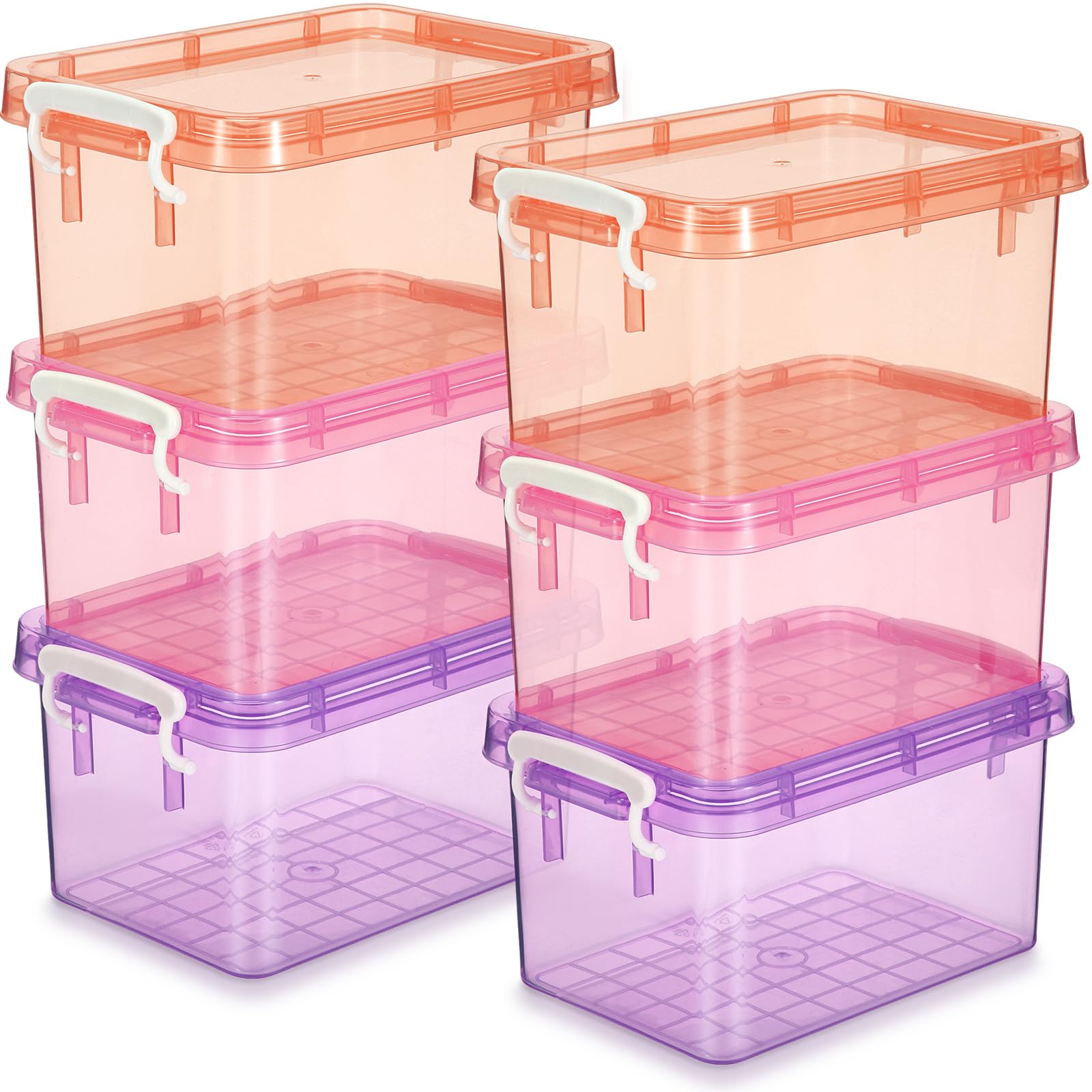 Wenqik 6 Pack Colorful Plastic Storage Bins With Lids 4 Quart Small Storage Latch Box Stackable And Nestable Clear Storage Organ