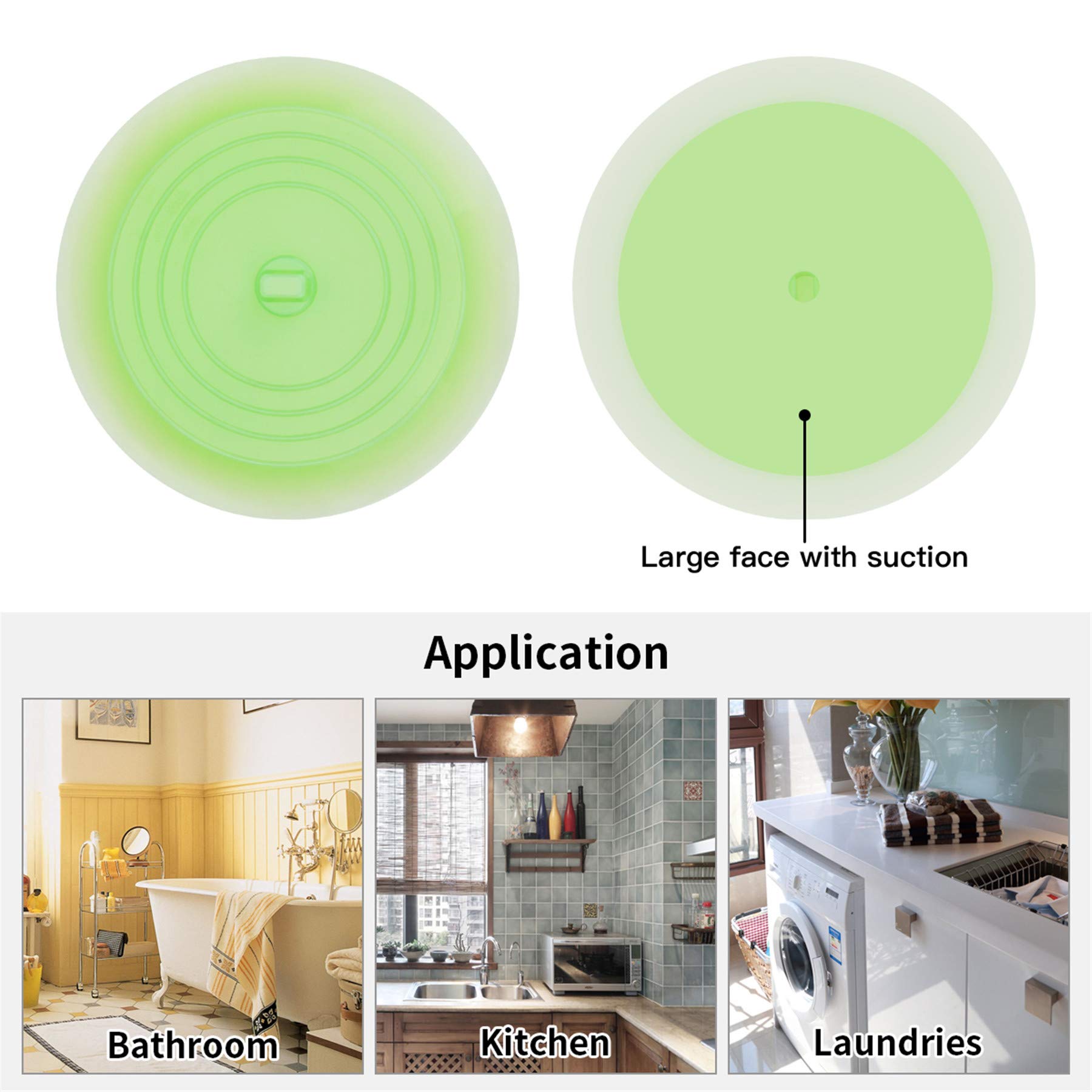 tifanso Silicone Tub Stopper Recyclable Bathtub Drain Stopper Upgraded Drain Plug Cover for Bathrooms and Laundries Kitchen Universal Use 6 inches (Jelly Green)