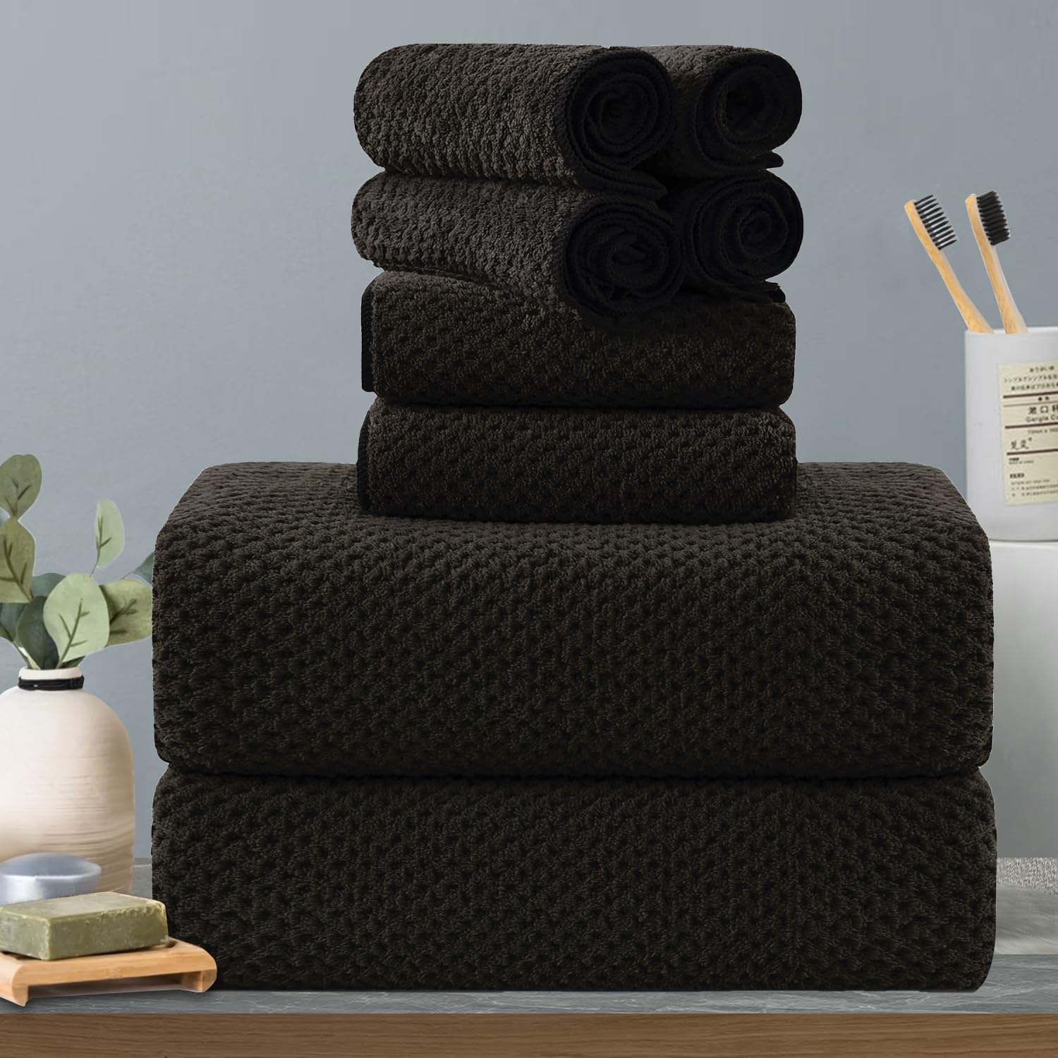 Extra Large Bath Towels Set 35X70 Inches - Dark Coffee Luxury 600 Gsm Oversized Bath Sheet Towel,Ultra Soft Microfiber - Quick D