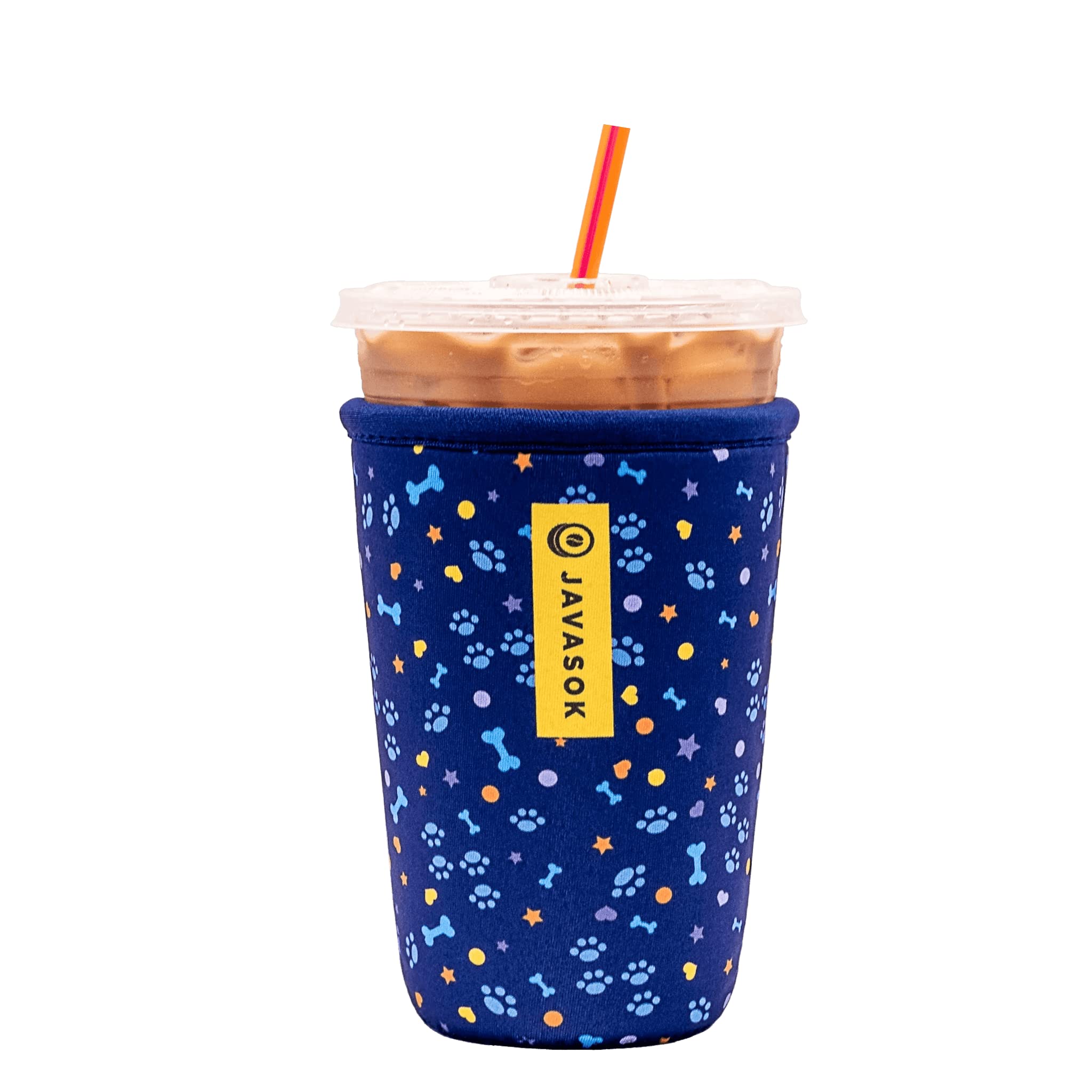 Sok It Java Sok Iced Coffee & Cold Soda Insulated Neoprene Cup Sleeve (Paws and Bones, Medium: 22-28oz)