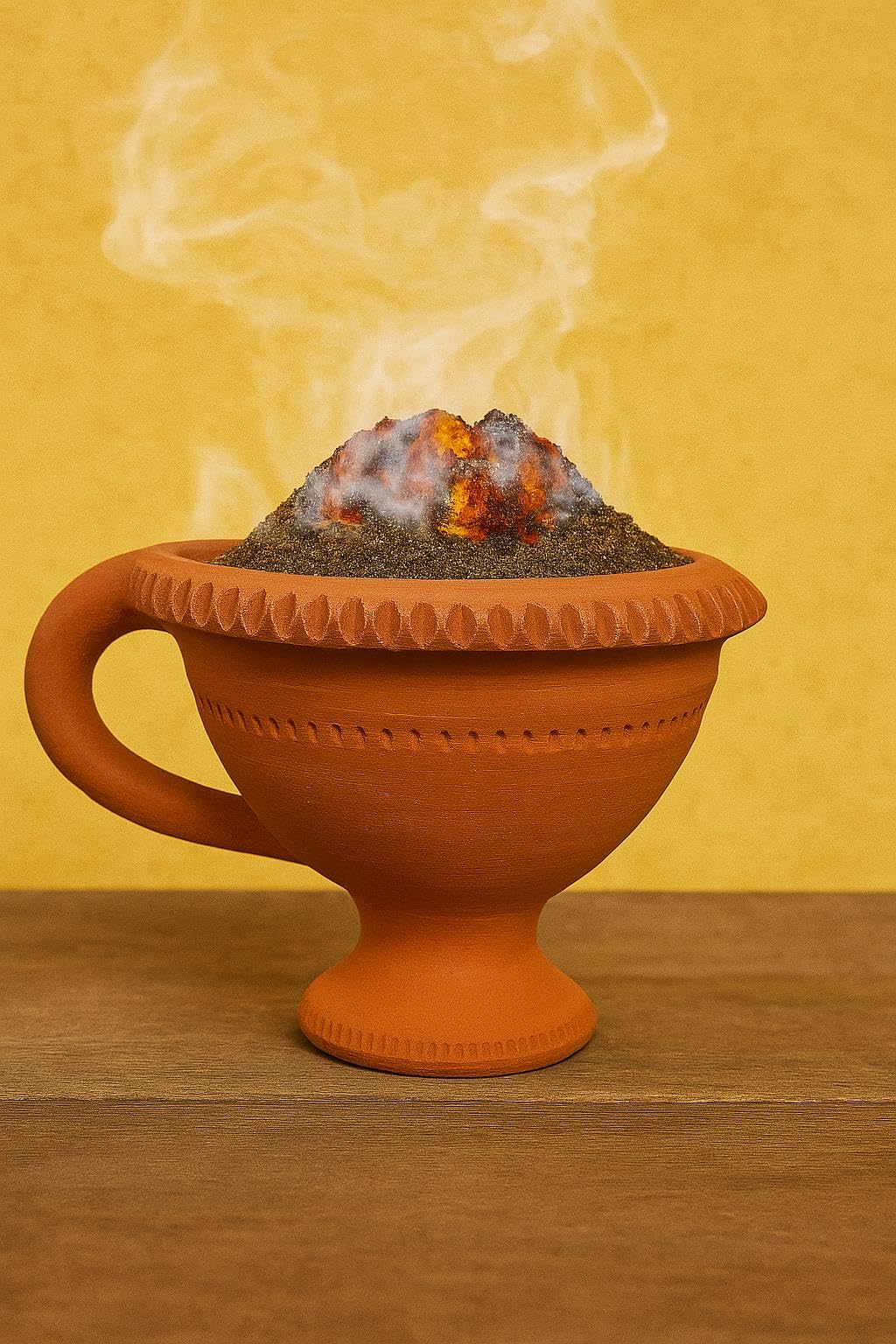 Kc Products Desi Handmade Natural Clay Dhupdhani  Dhoop Loban Dani/Dhuni Burner Holder/Pot Stand For Puja/Hawan/Dhuni [Shop/Offi