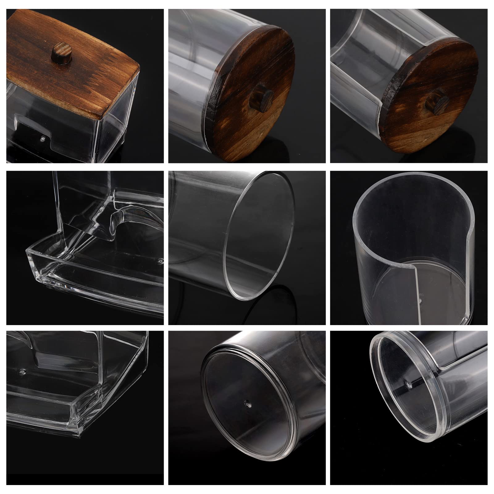 Tbestmax Bathroom Organizer Accessories Set-10 OZ 7 OZ Qtips Holder Storage with Wood Lids  Cotton Ball/Swabs Dispenser  Apothecary Container Jar 3 Pcs