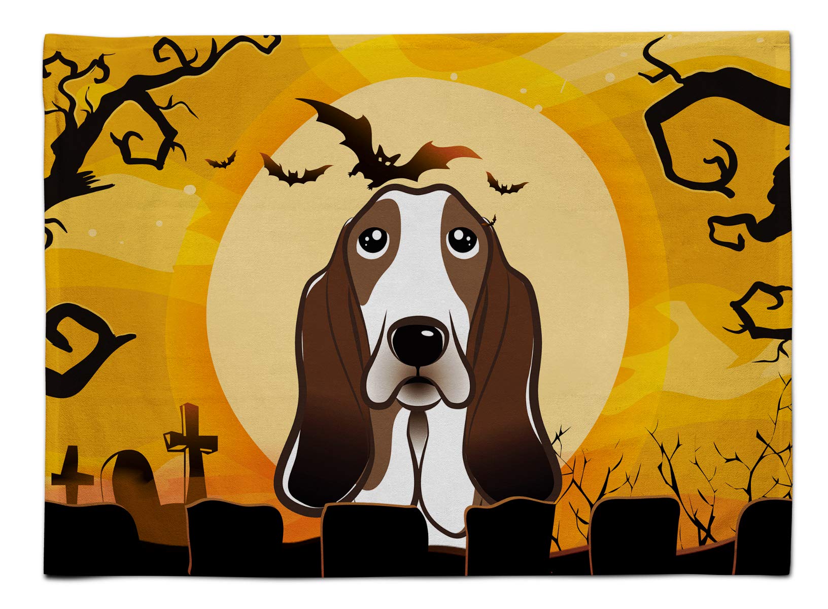 Caroline'S Treasures Bb1801Plmt Halloween Basset Hound Fabric Placemat Washable Placemat Dinner Table Decor No Ironing Linen Loo
