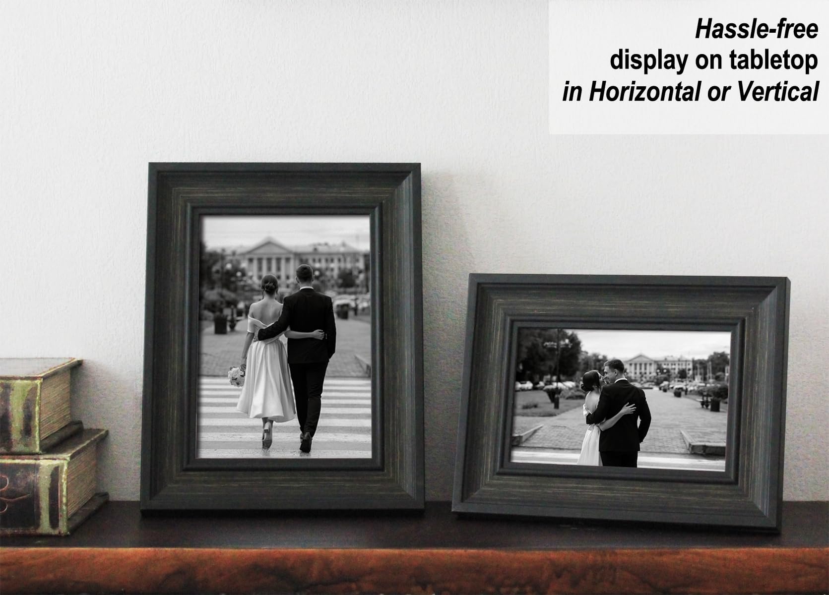 Yaetm Black 5x7 Picture Frame Set of 4, 1.4    Wide Molding & Distressed Black Photo Frames 5 x 7 with HD Tempered Glass, Displa