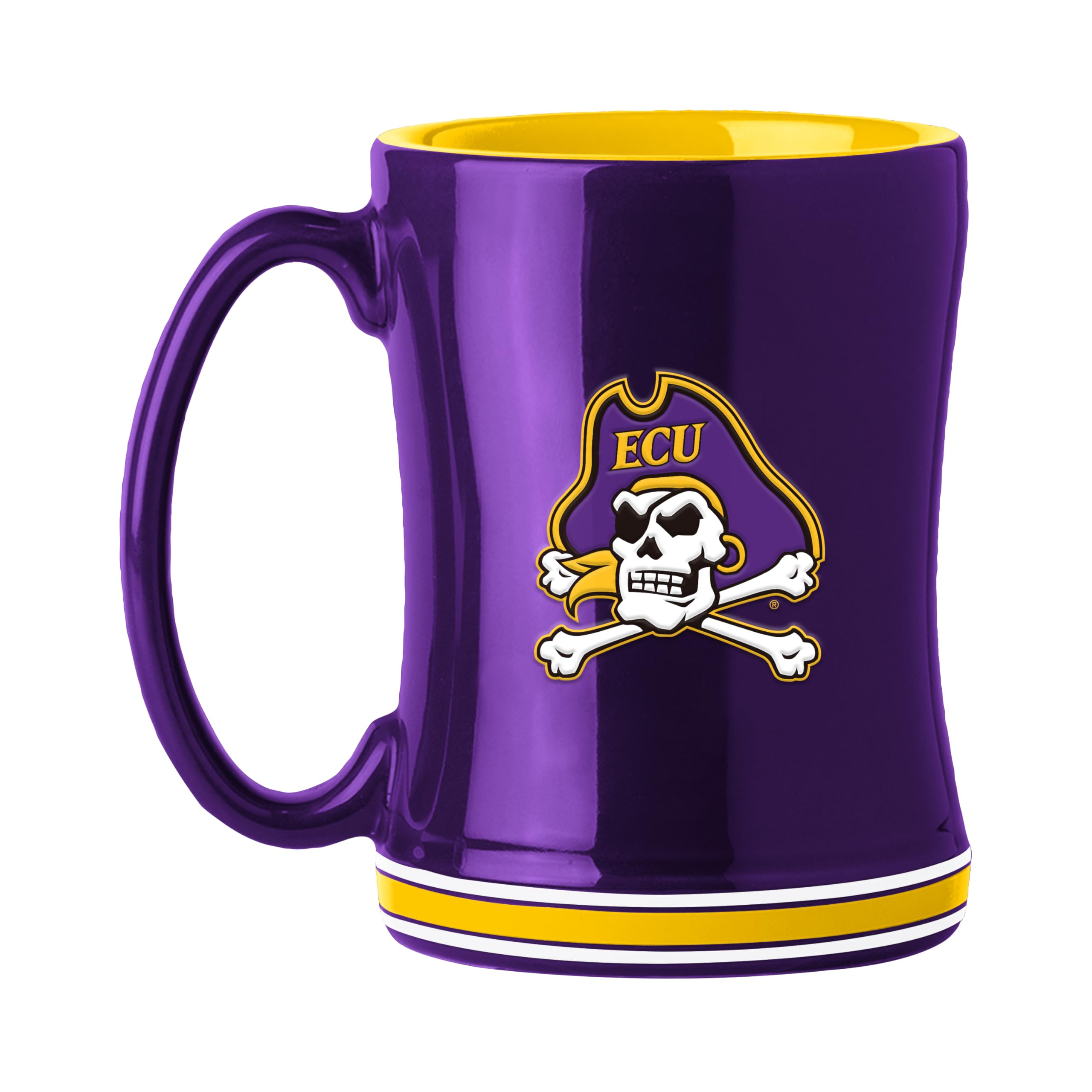 Logo Brands NCAA East Carolina Pirates 14 oz Relief Coffee Mug - Officially Licensed Mug, Sculpted 3D Logo and Team Colors - Com