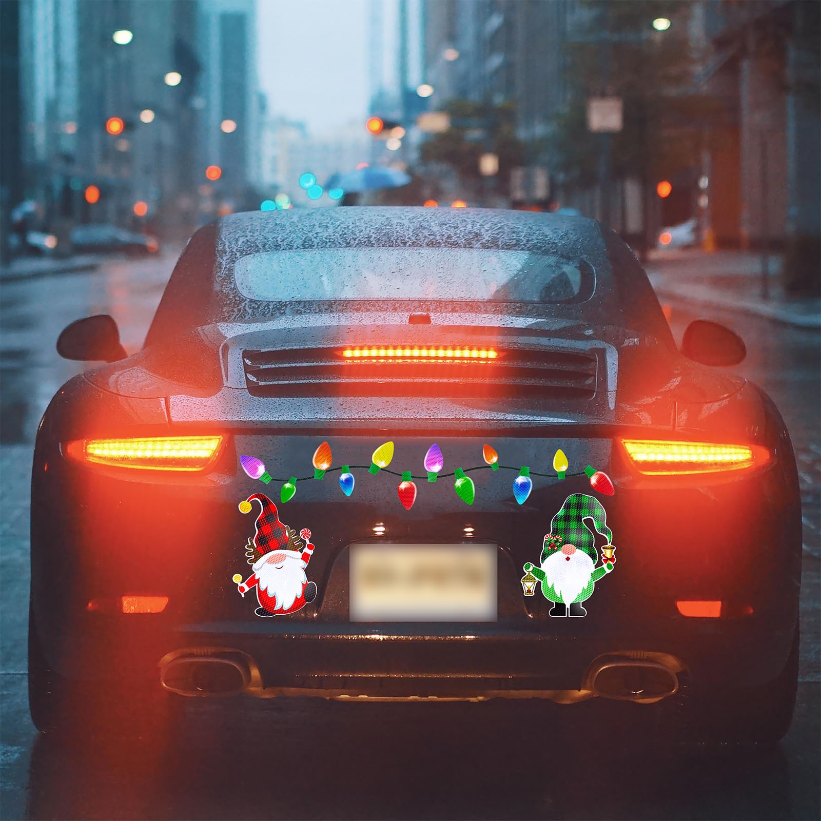 43Pcs Christmas Car Refrigerator Decorations - Reflective Bulb Light Gnome Magnet Accessories Set Xmas Holiday Cute Decor