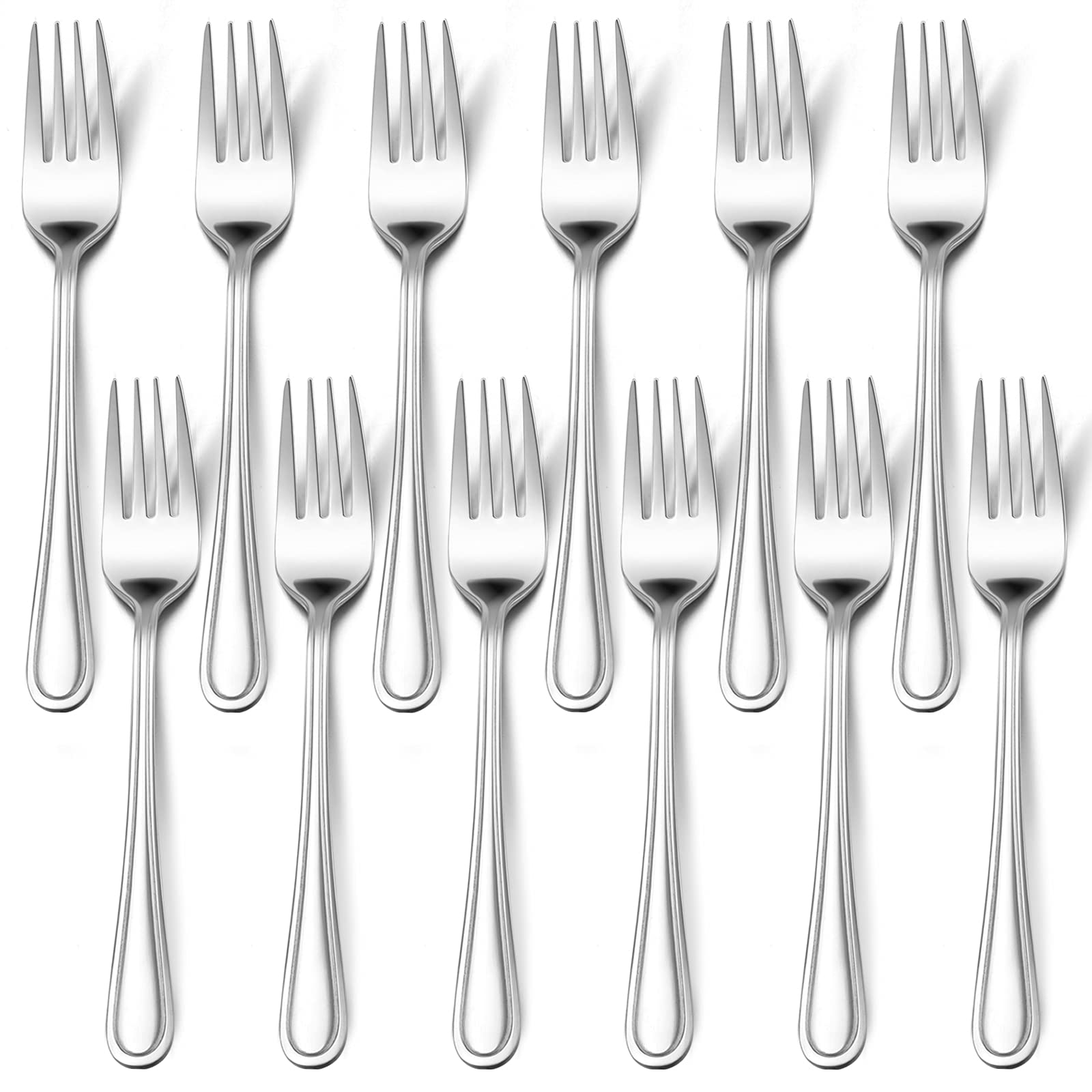 Dinner Forks Set Of 12, E-Far 7.9 Inch Stainless Steel Forks For Home, Kitchen Or Restaurant, Non-Toxic & Mirror Polished, Easy