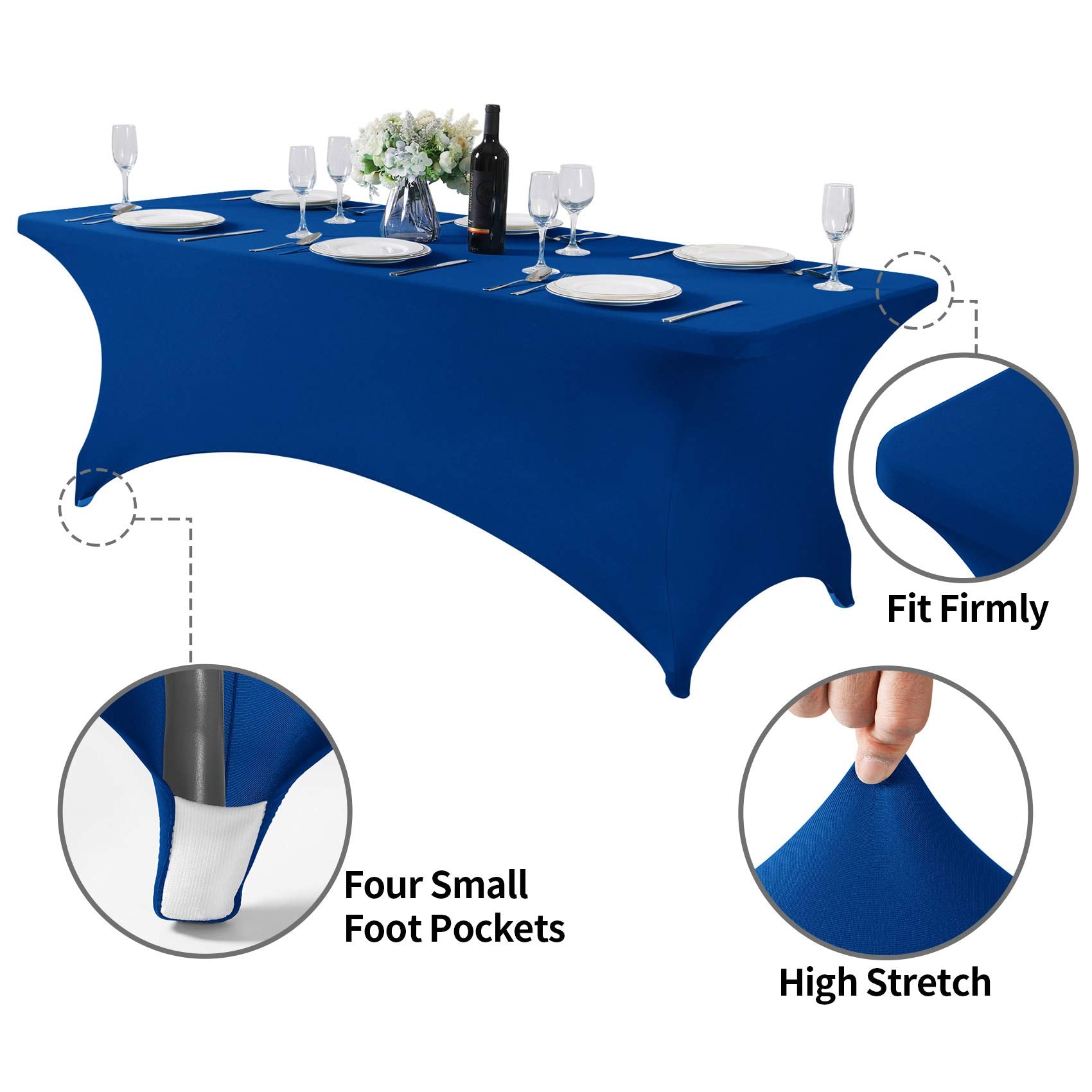 Hezuzo 2Pack Spandex Table Cover For 8Ft Table Universal Fitted Stretch Tablecloth For Party, Banquet, Wedding And Events-Classi