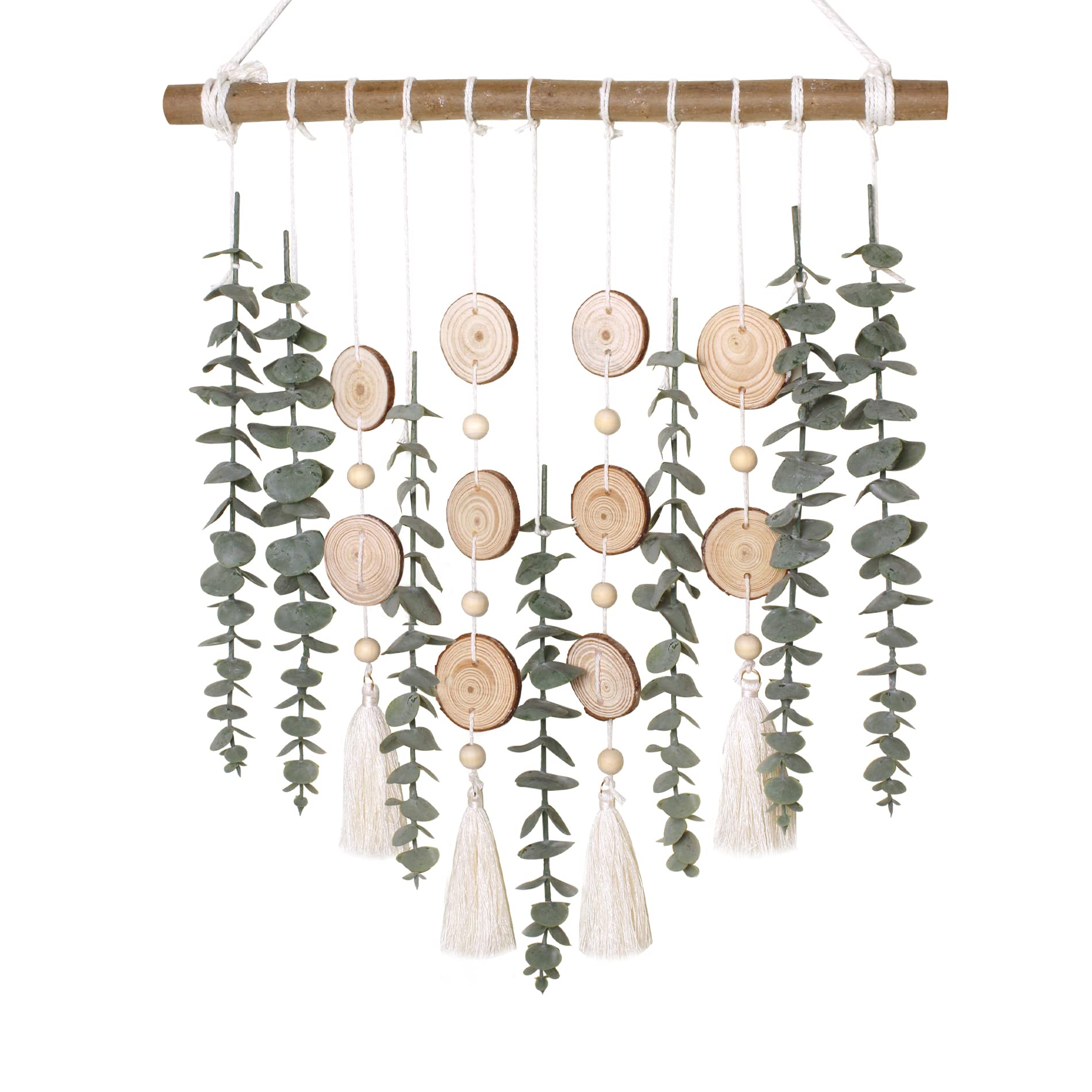 Bathroom Decor Artificial Eucalyptus Greenery Hanging Wall Decor Faux Eucalyptus Leaves Hanging Plant with Wooden Stick with Rus
