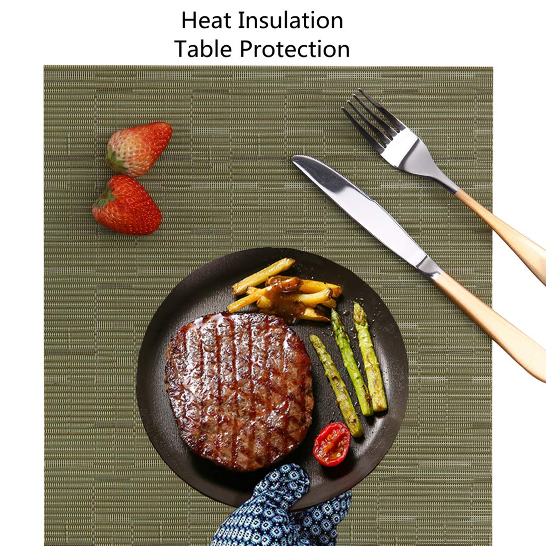 Myir Jun Place Mats, Table Mats Set Of 4 Indoor Placemats Washable Non-Slip Heatproof Woven Placemats For Dining Table Fabric Pl