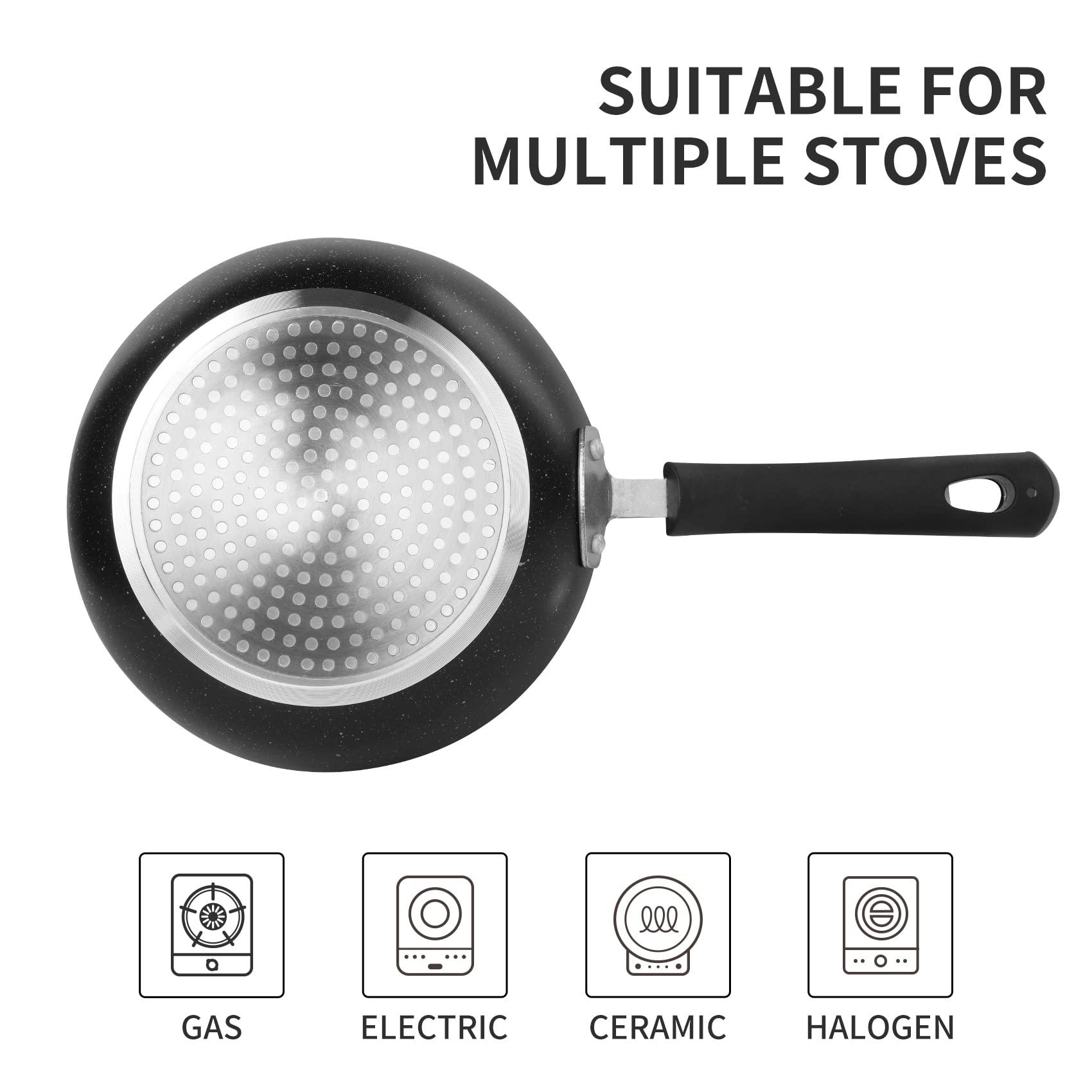 Hoojay Nonstick Frying Pan Set-3-Pieces Skillet Set Induction Compatible,8 Inch,9.5 Inch And 11 Inch