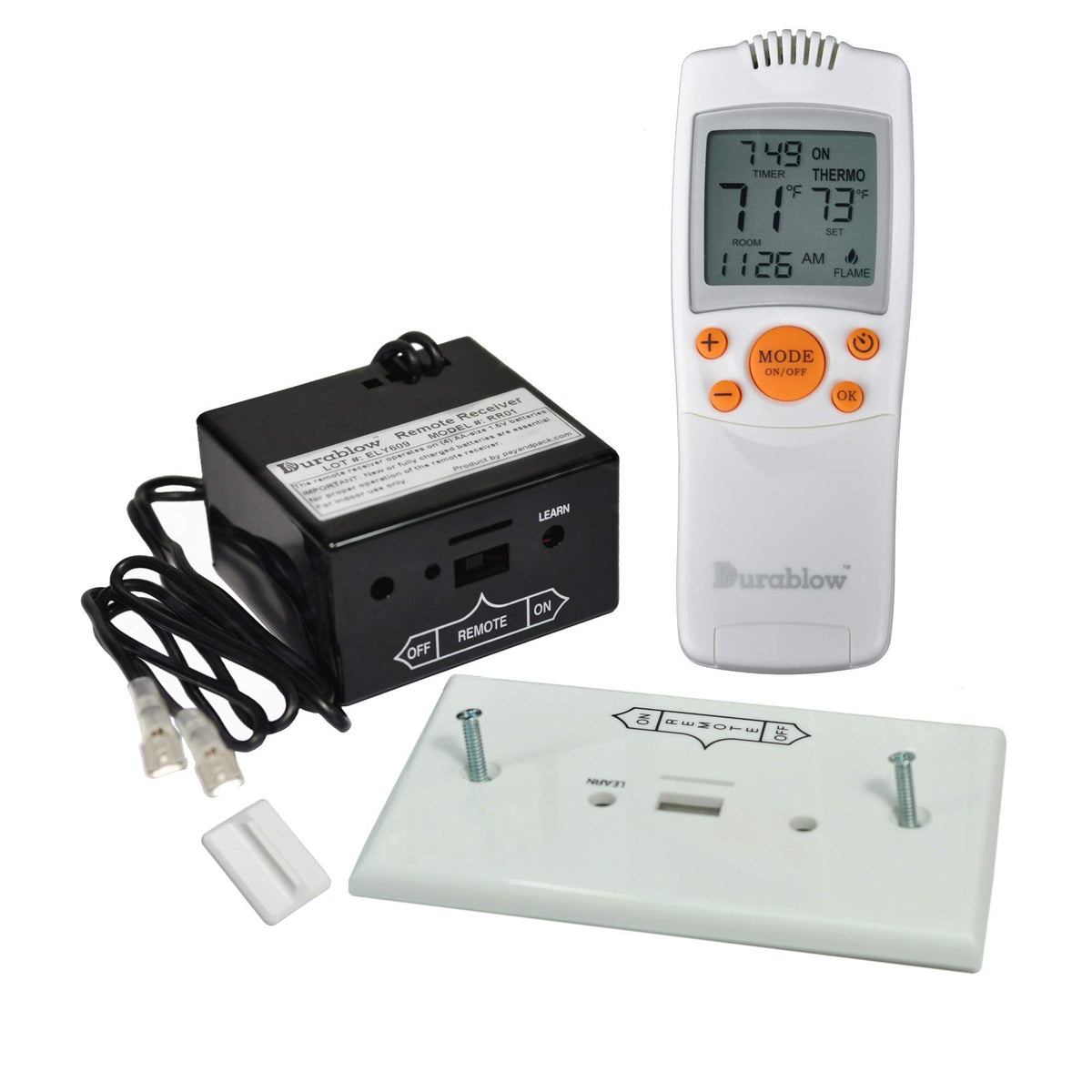 Durablow Tr1003 On/Off Gas Fire Fireplace Remote Control Kit + Thermostat + Timer With Lcd Screen For Millivolt Valve, Ipi Modul