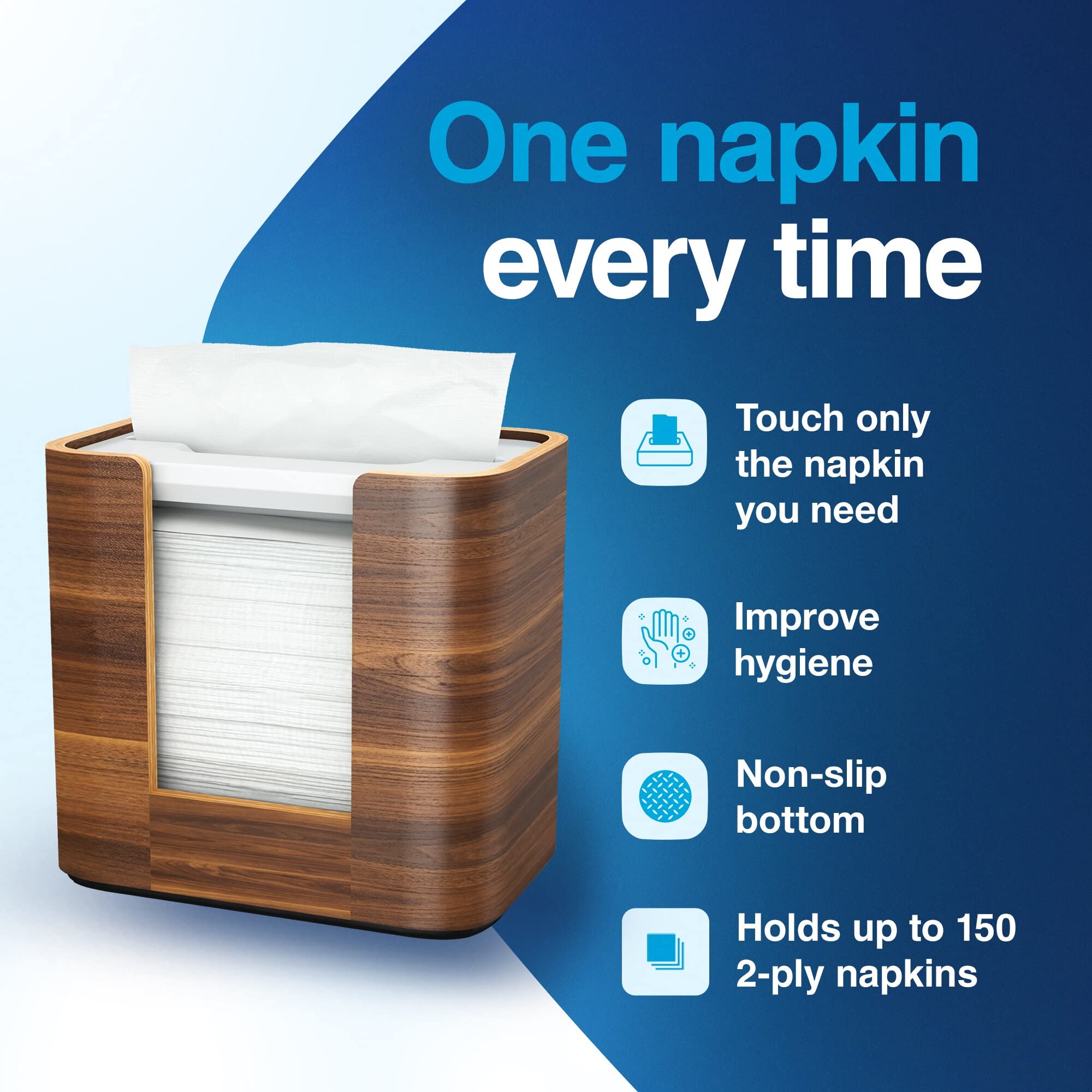 Tork Xpressnap Tabletop Napkin Dispenser Walnut N4, Compact, Image Range, 7.6'' X 8'' X 5.5'', 72900