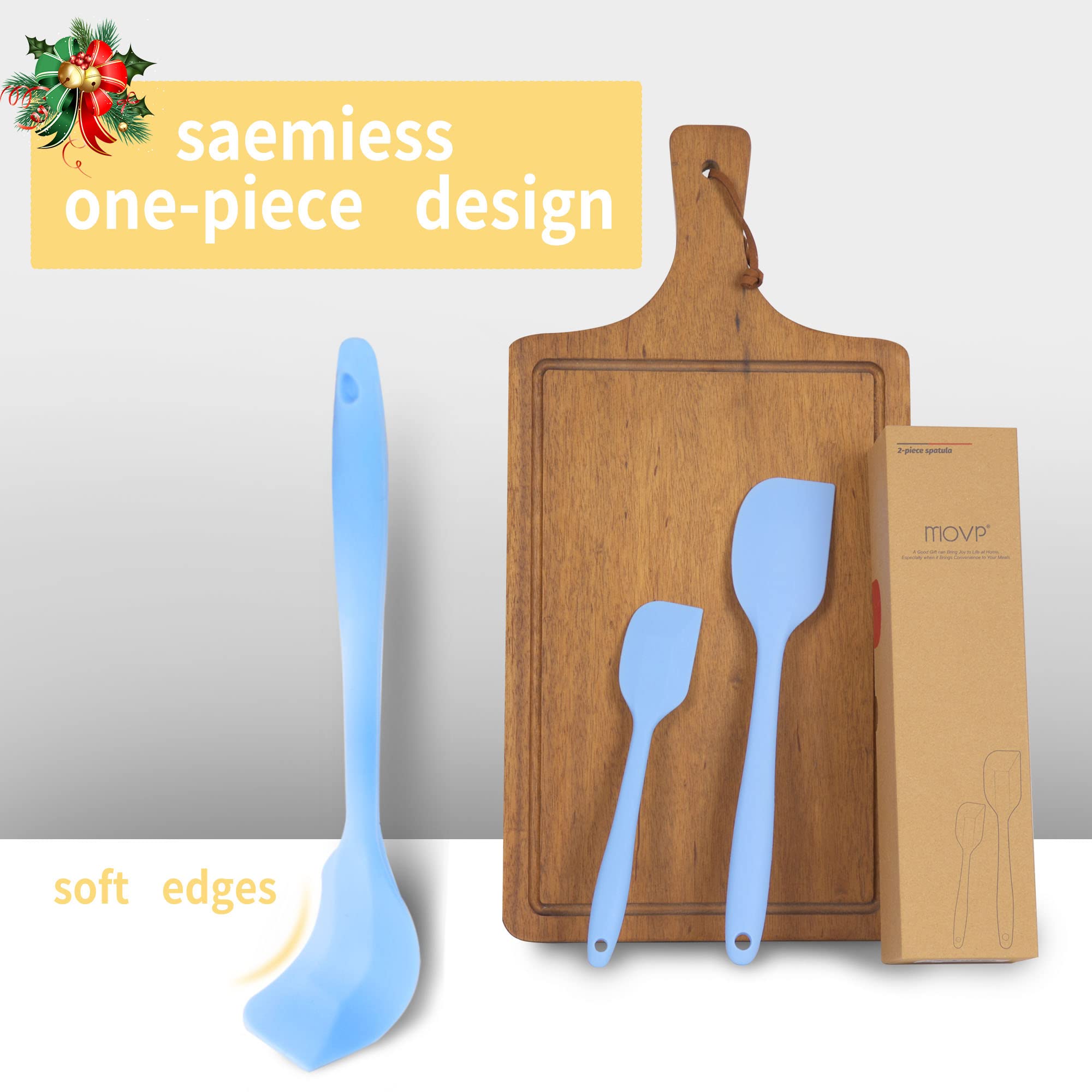 Spatula Silicone Set Heat Resistant: Kitchen Rubber Nonstick Spatulas Seamless Design 2-Piece - Cooking Baking Keep Handle Cool