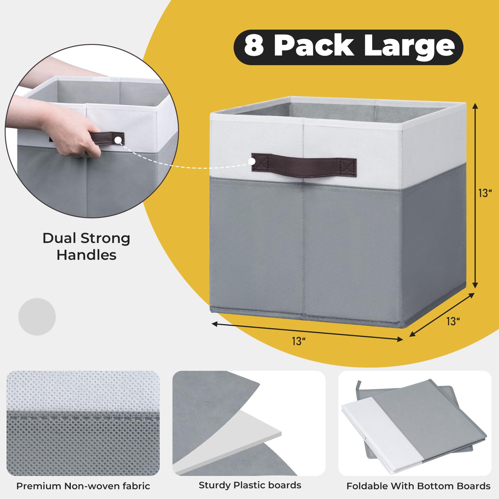 Criusia Storage Cubes For Cube Organizer - 13 Inch Fabric Storage Bins For Organizing Clothes Toys Blanket -8 Pack Versatile Sto