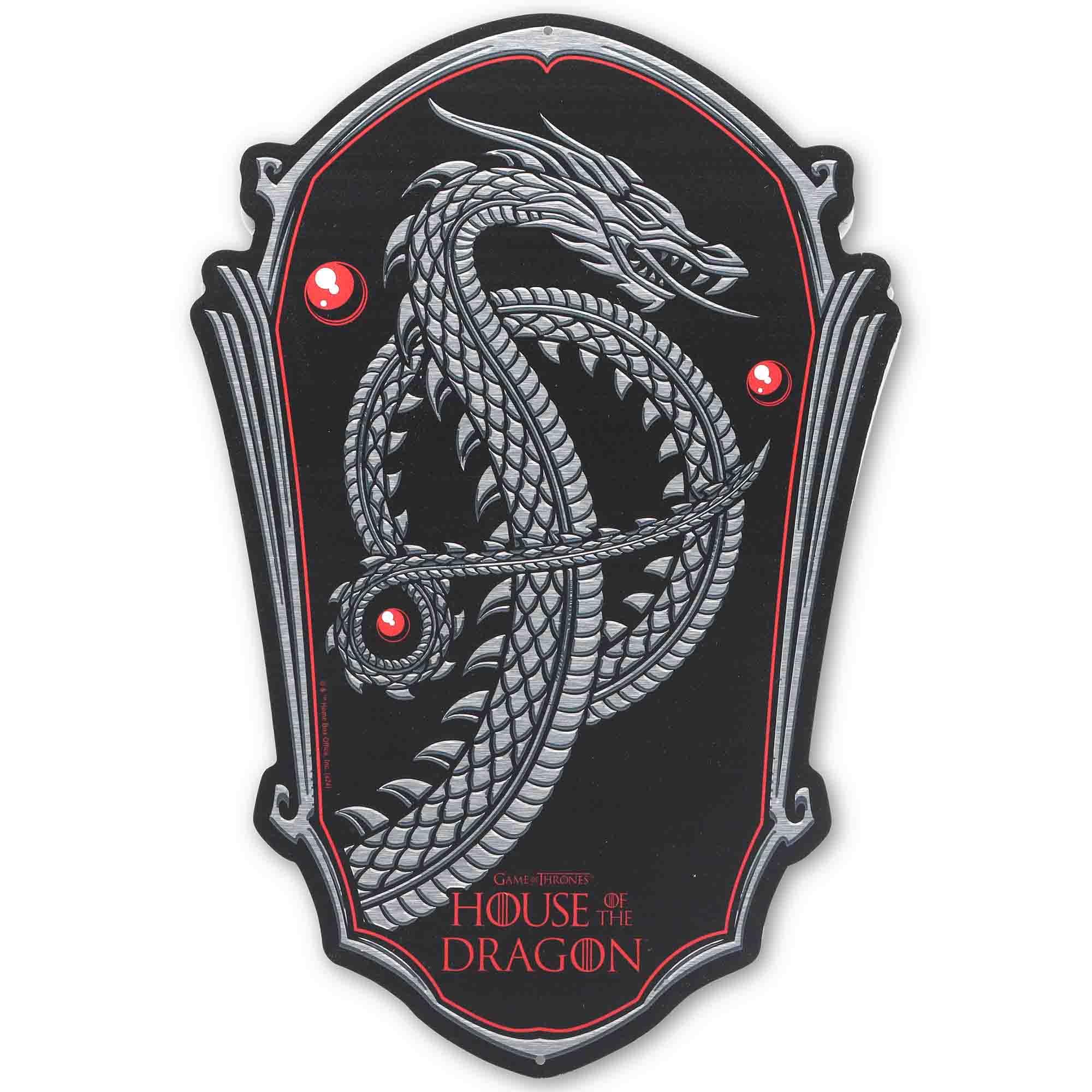 House of the Dragon Silver Metal Sign - Iconic House of the Dragon Wall Art for Man Cave or Movie Room