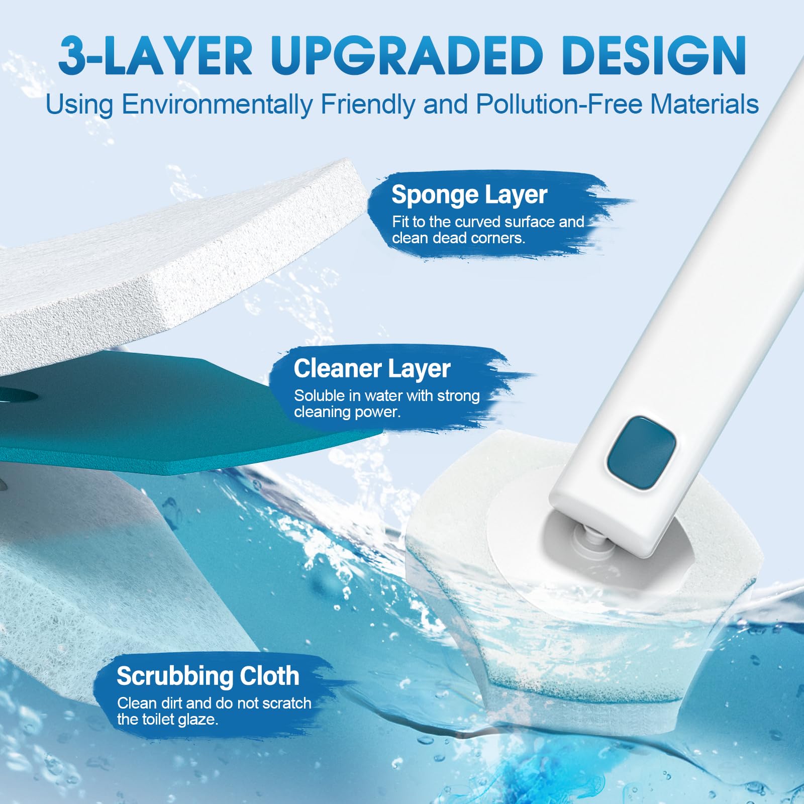 Baloriz Disposable Toilet Brush Refills 32 Count Toilet Refills, Disposable Toilet Bowl Brush Refill Pads For Bathroom And Toile