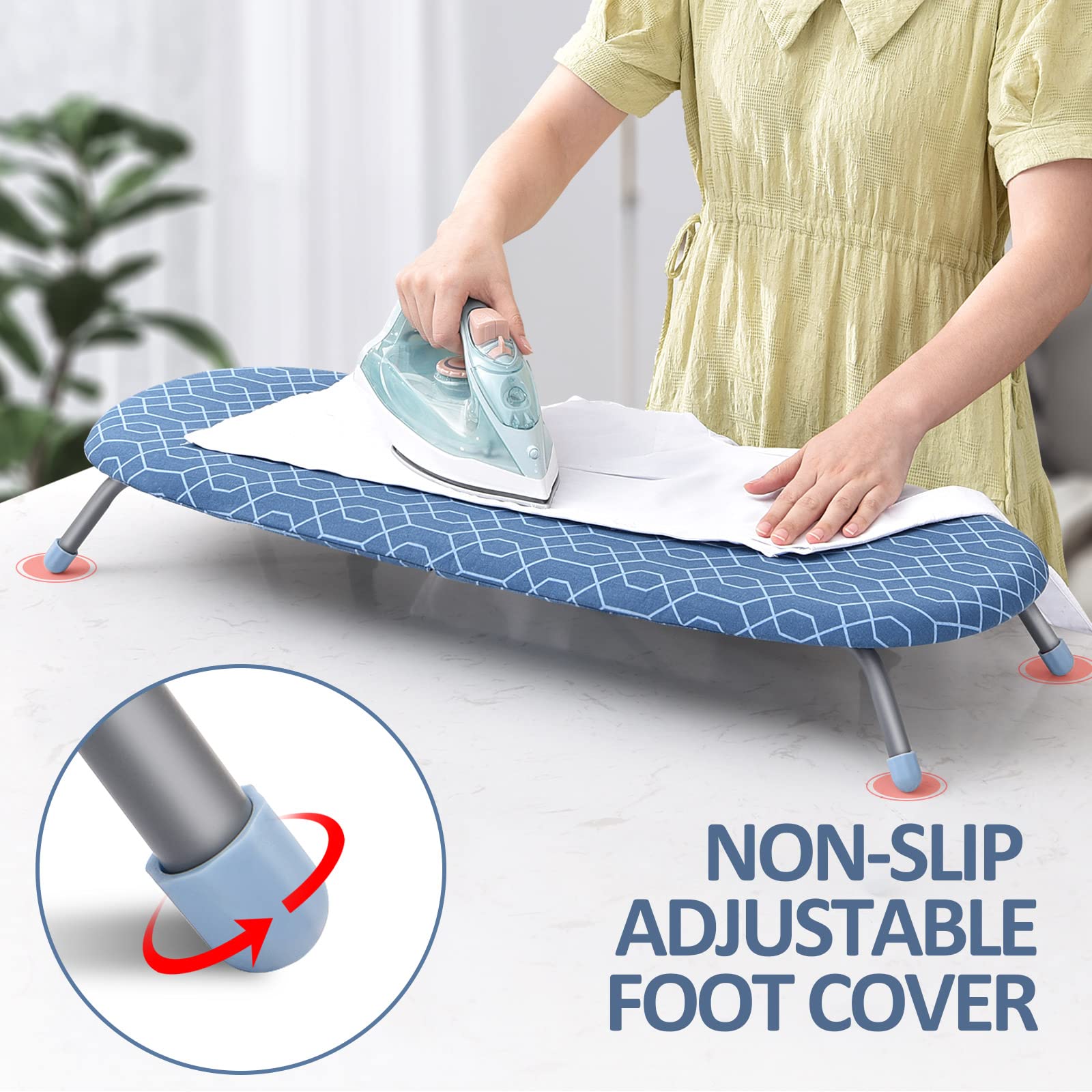 Apexchaser Foldable Ironing Board, Tabletop Small Board With 2 Heat Resistant Covers, Portable Folding Mini Non-Slip Feet For Ho