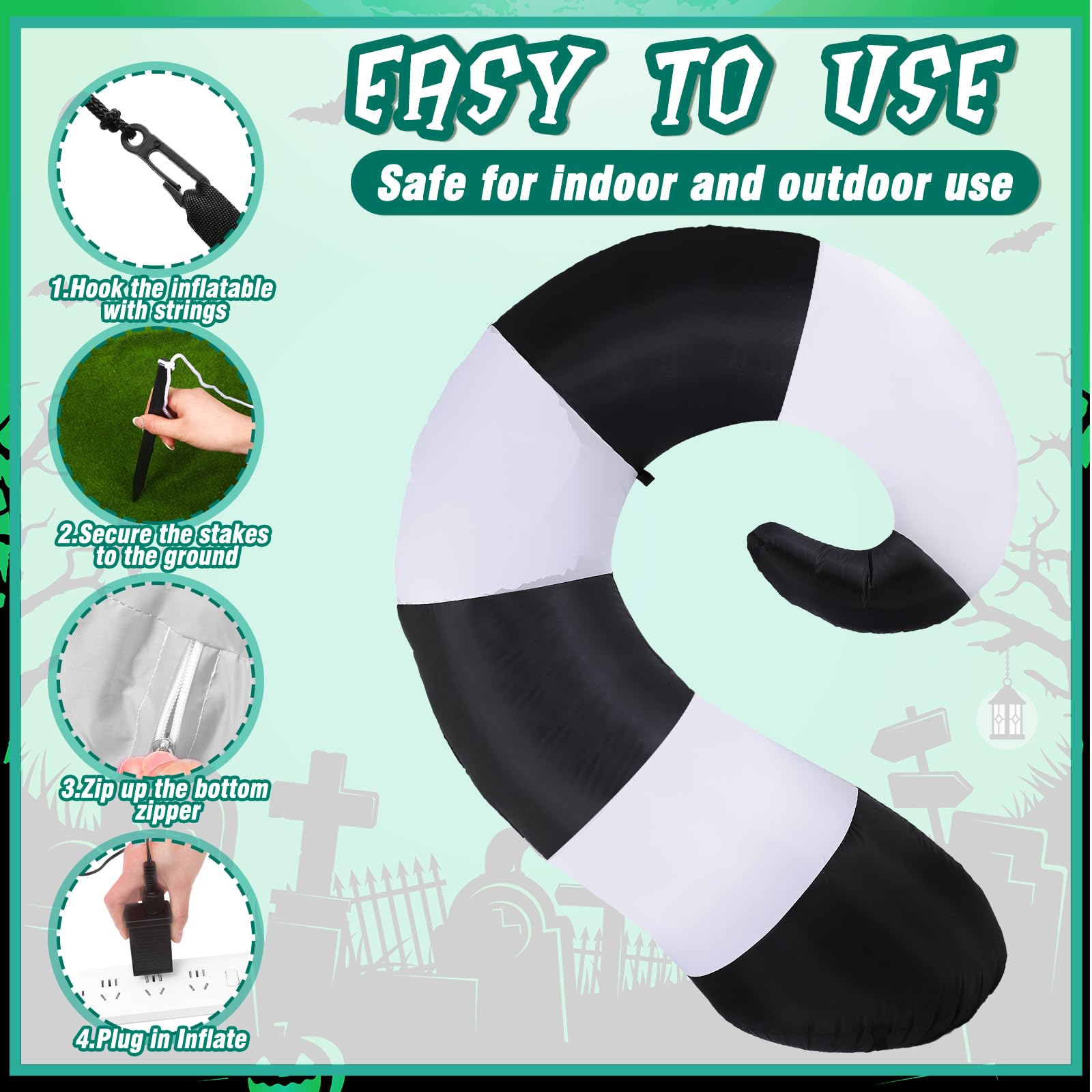 VIHOSE 4.69 FT Halloween Sandworm Inflatable Decoration Blow up Inflatable Sand Worm Built-in LED Lights for Halloween Outdoor G