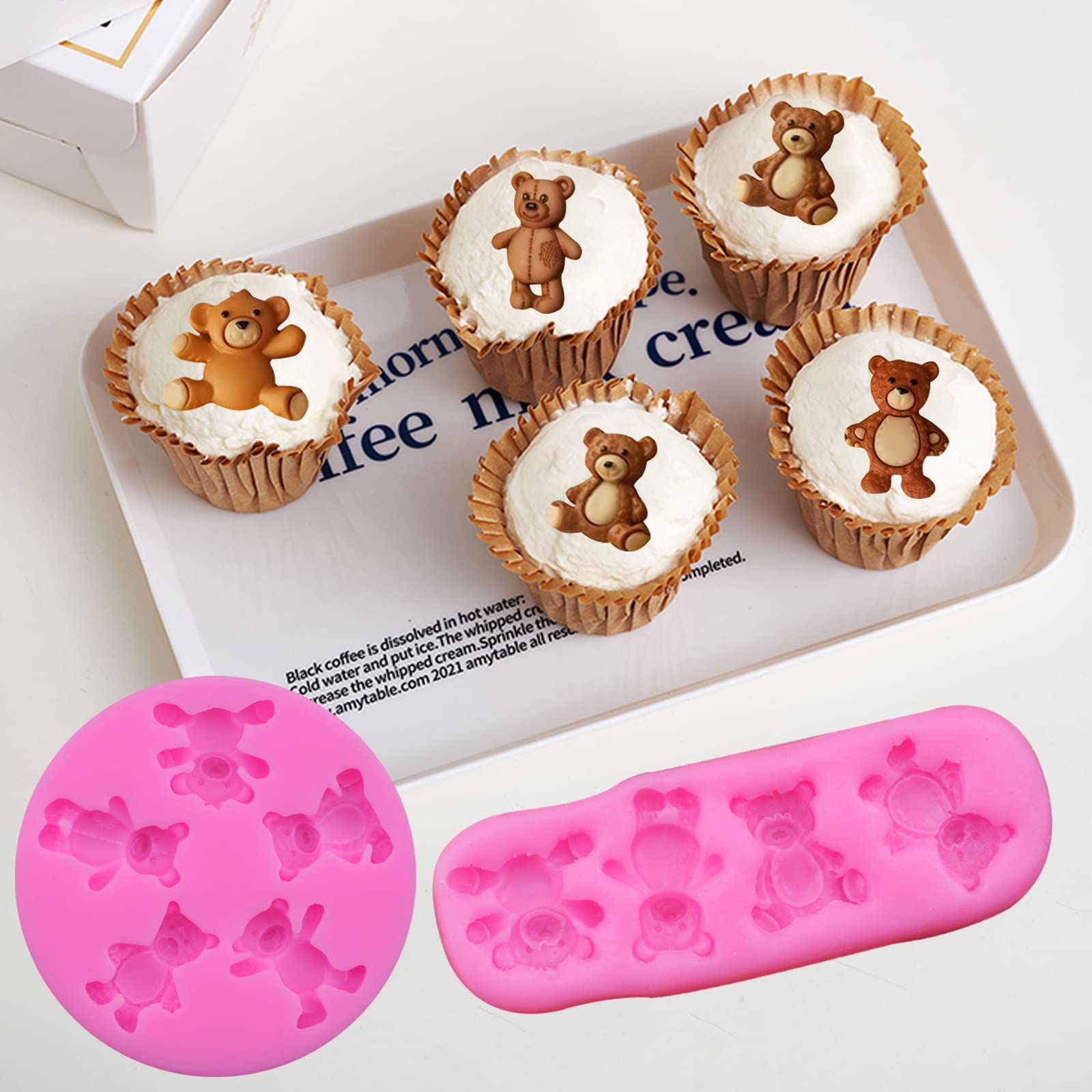 3 Pieces Bear Silicone Mold Valentines Day Fondant Mold Cute Bear Chocolate Fondant Mold For Chocolate Candy Gum Paste Crafting