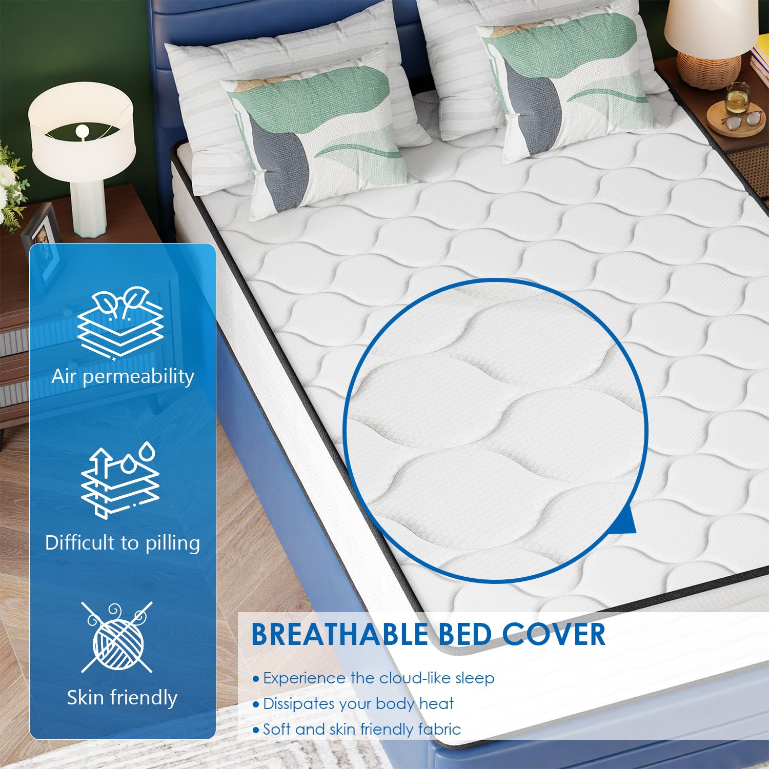 Paylesshere 12 Inch Full Innerspring Mattress In A Box With Bamboo Charcoal Gel Memory Foam Fiberglass Free Certipur-Us Certifie