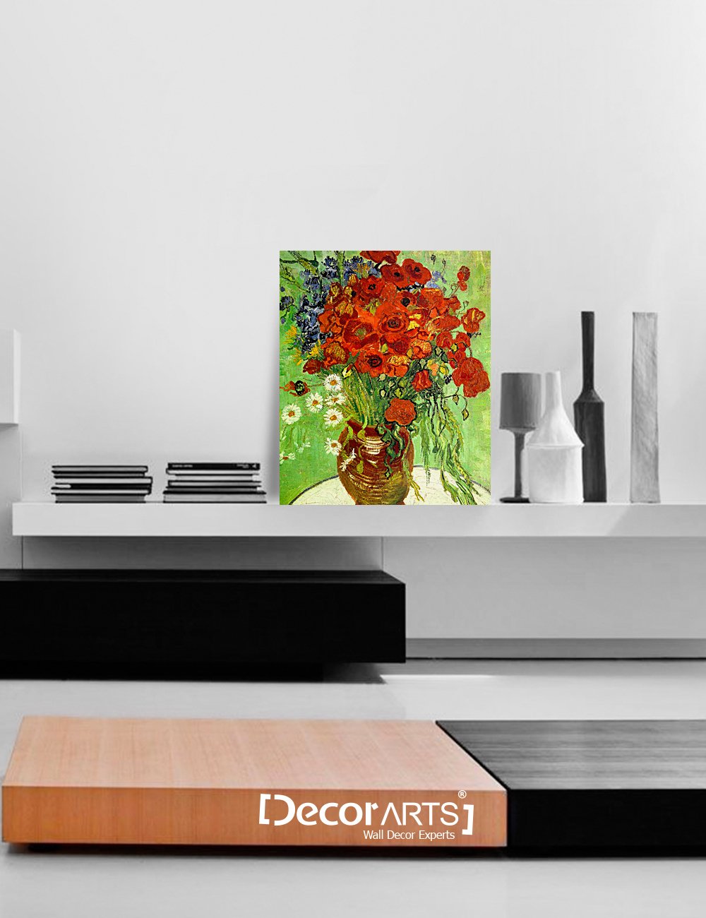 Decorarts - Red Poppies And Daisies By Vincent Van Gogh. Oil Painting Reproduction. Giclee Print On Canvas. Ready To Hang Wall A