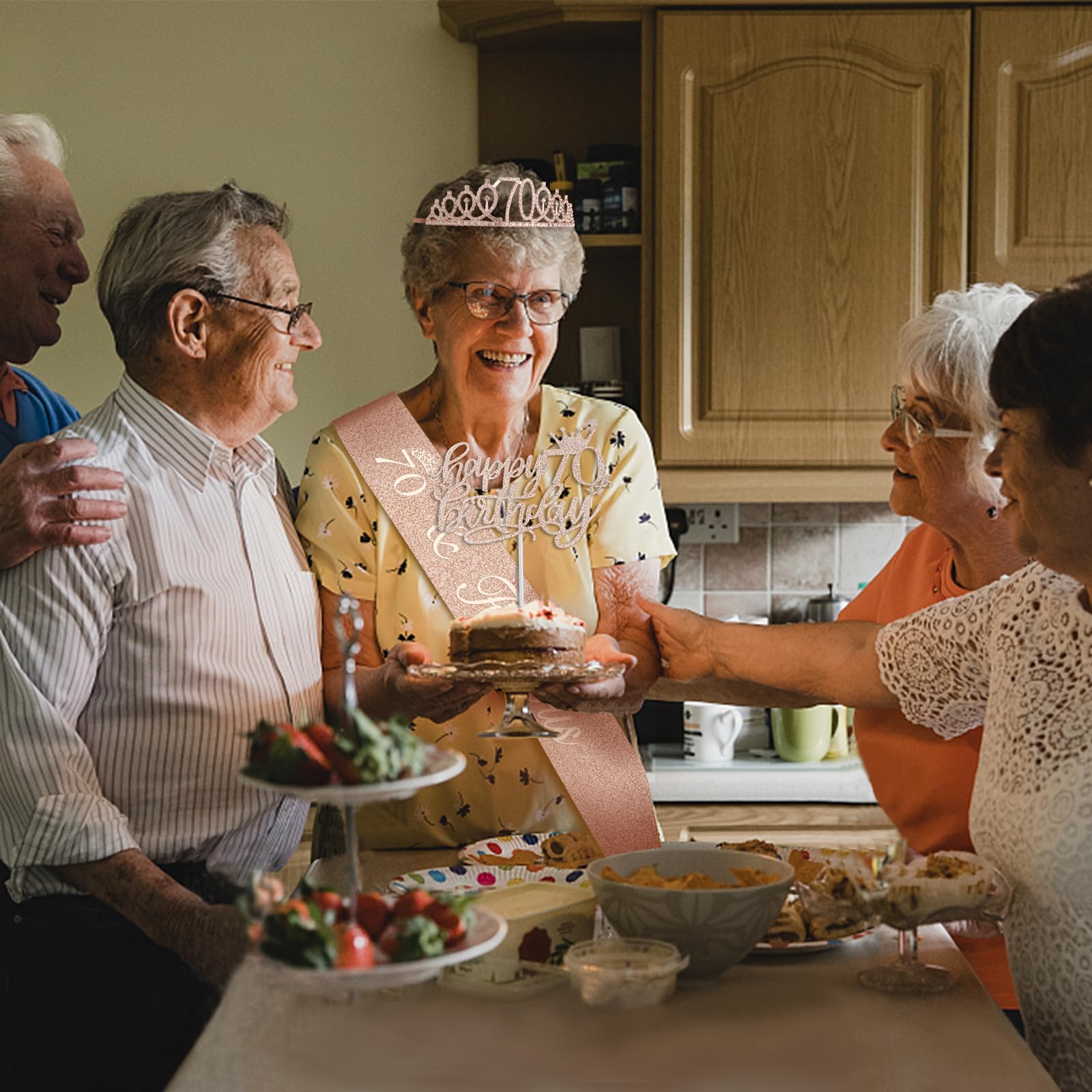 70Th Birthday Decorations For Women, Including 70Th Birthday Sash And Tiara, Birthday Cake Topper And Number 70 Candles, 70 Ball
