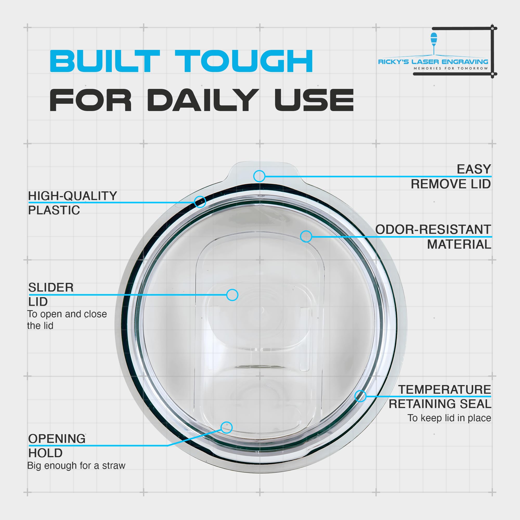 Polar Camel Replacement Lid (10, 15, 16, 20 Tumblers & 20 Oz. Pilsners, Slider Lid (2-Pack))