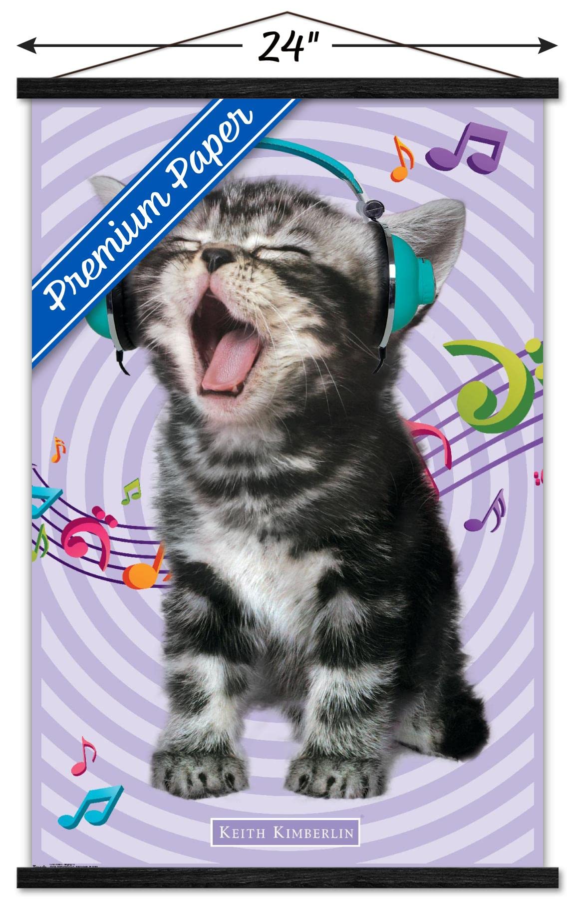 Trends International Keith Kimberlin - Kitten - Singing Wall Poster, 22.375'' X 34'', Premium Print And Black Hanger Bundle