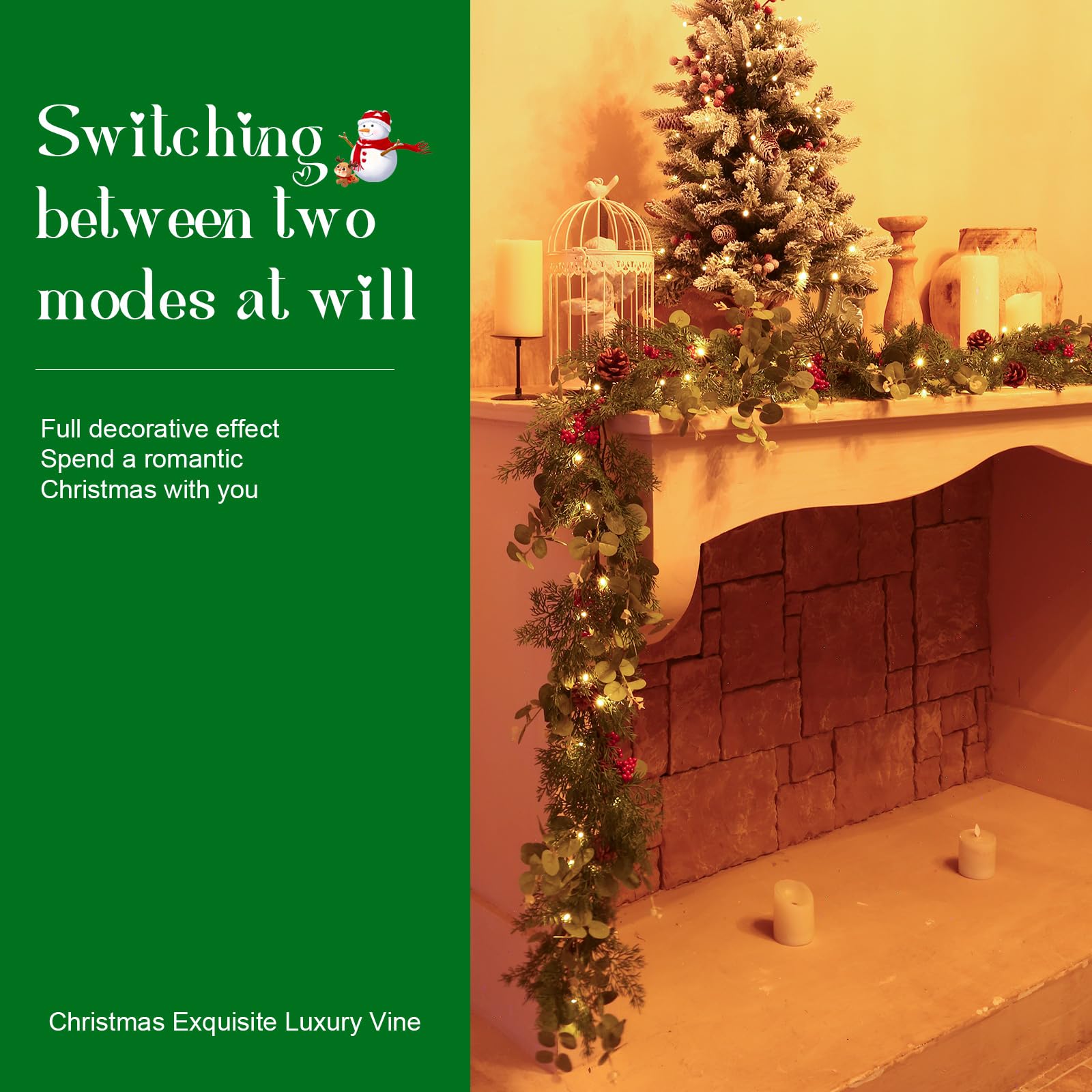 Joyhalo Christmas Garland,6 FT Faux Real Touch Cedar Garland Artificial Realistic Hobby Lobby, Prelit Cedar Garland with Lights