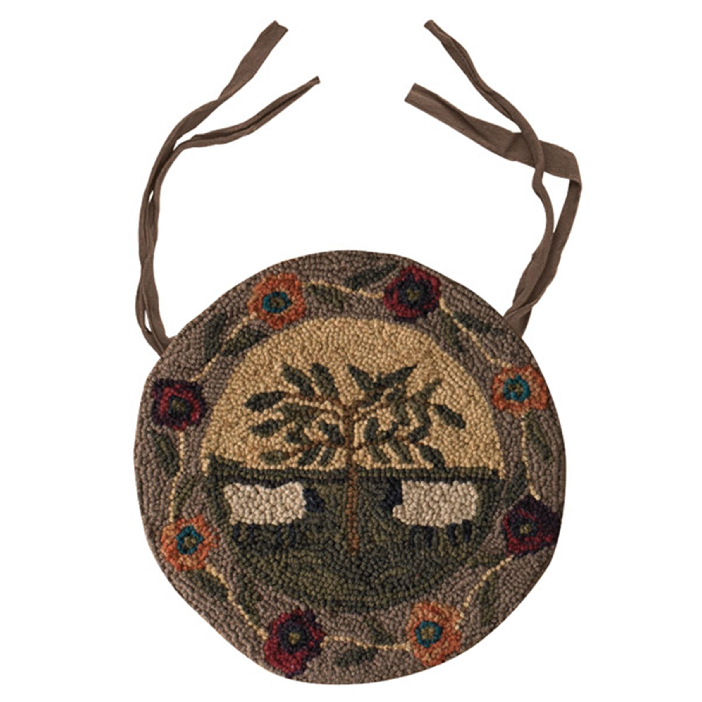 Park Designs Willow & Sheep Hooked Chair Pad