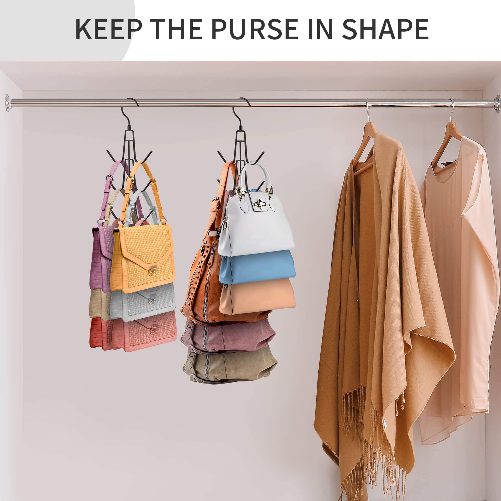 Podatol Rotatable Metal Purse Hanger, 6 Storage Capacity, Black