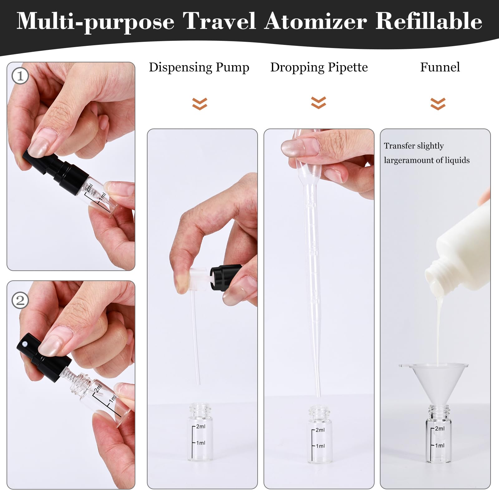 Beomeen 36Pcs 2Ml Clear Glass Perfume Travel Refillable Spray Bottles, Mini Perfume Bottle Empty, Portable Cologne Atomizer Spra