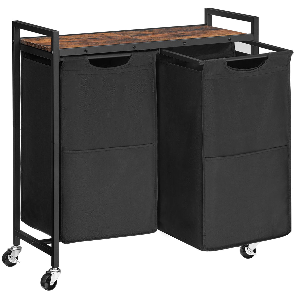 Hoobro Laundry Hamper, Laundry Sorter 2 Section, 2    13 Gal (49.5L), Laundry Basket With Wheels, Rolling Cart, Pull-Out And Rem