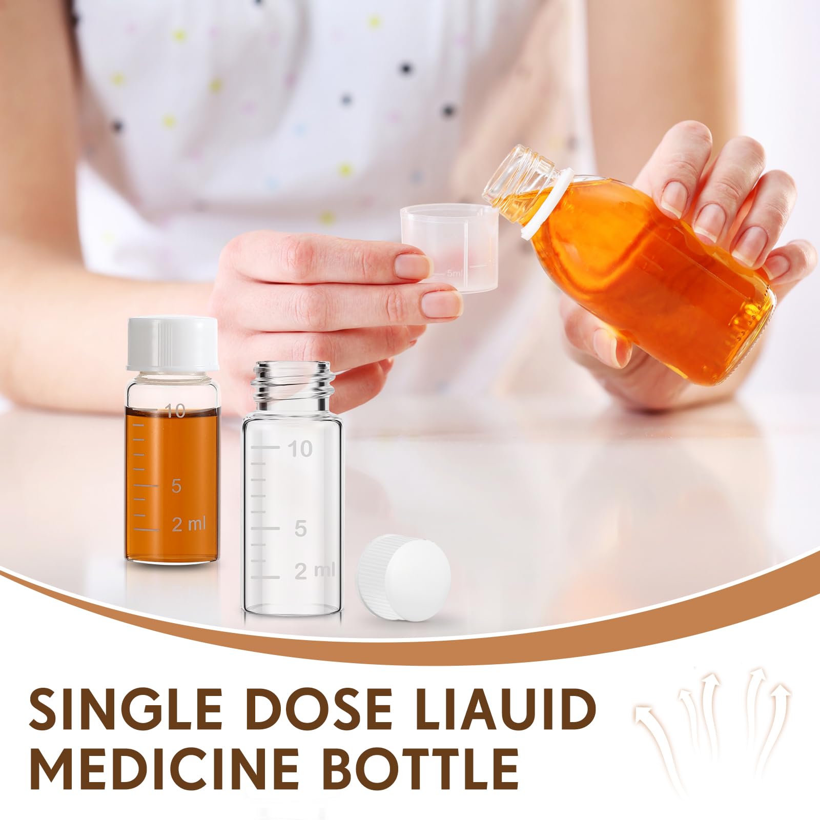 Baderke 4 Pcs Liquid Medicine Travel Container Scale Glass Liquid Containers Small Single Dose Medicine Bottles Dispenser And Le