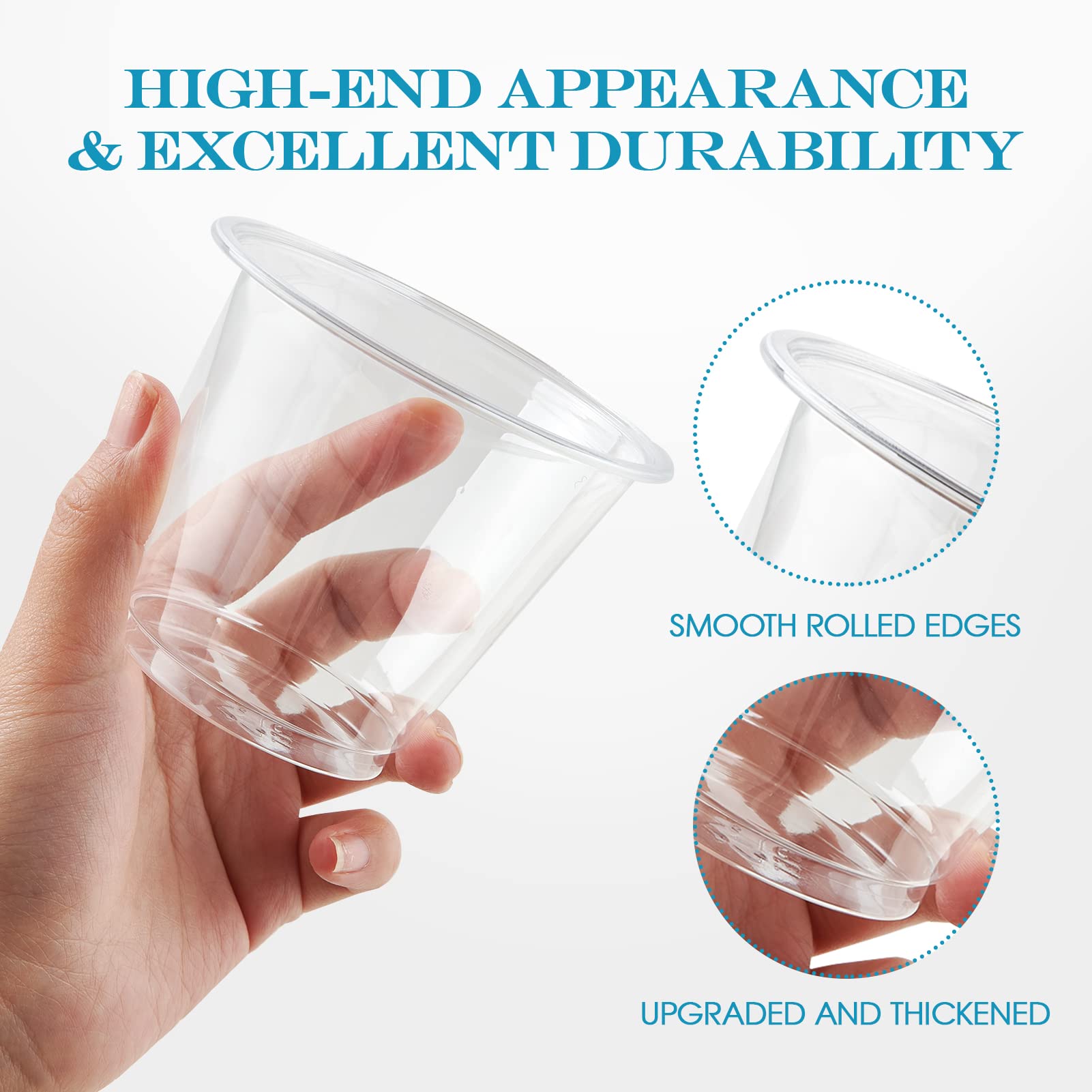 Turbo Bee 600 Pack 9 Oz Clear Plastic Cups, Disposable Reusable Tumblers Crystal Clear Pet Cups For Wedding, Thanksgiving, Hallo