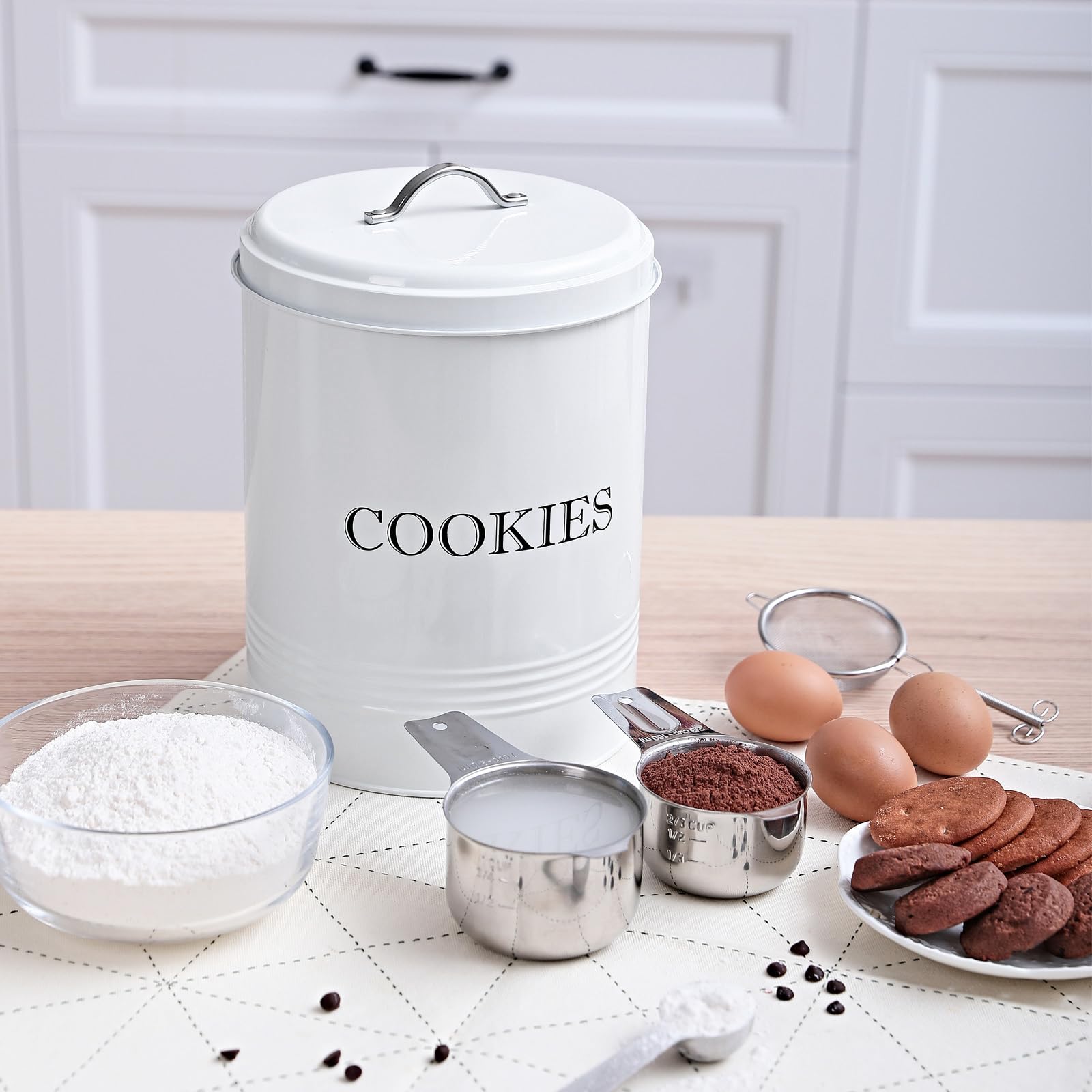 Brightalk Cookie Jar With Lid, Counter Top Canister Decorative Storage Container For Farmhouse Kitchen