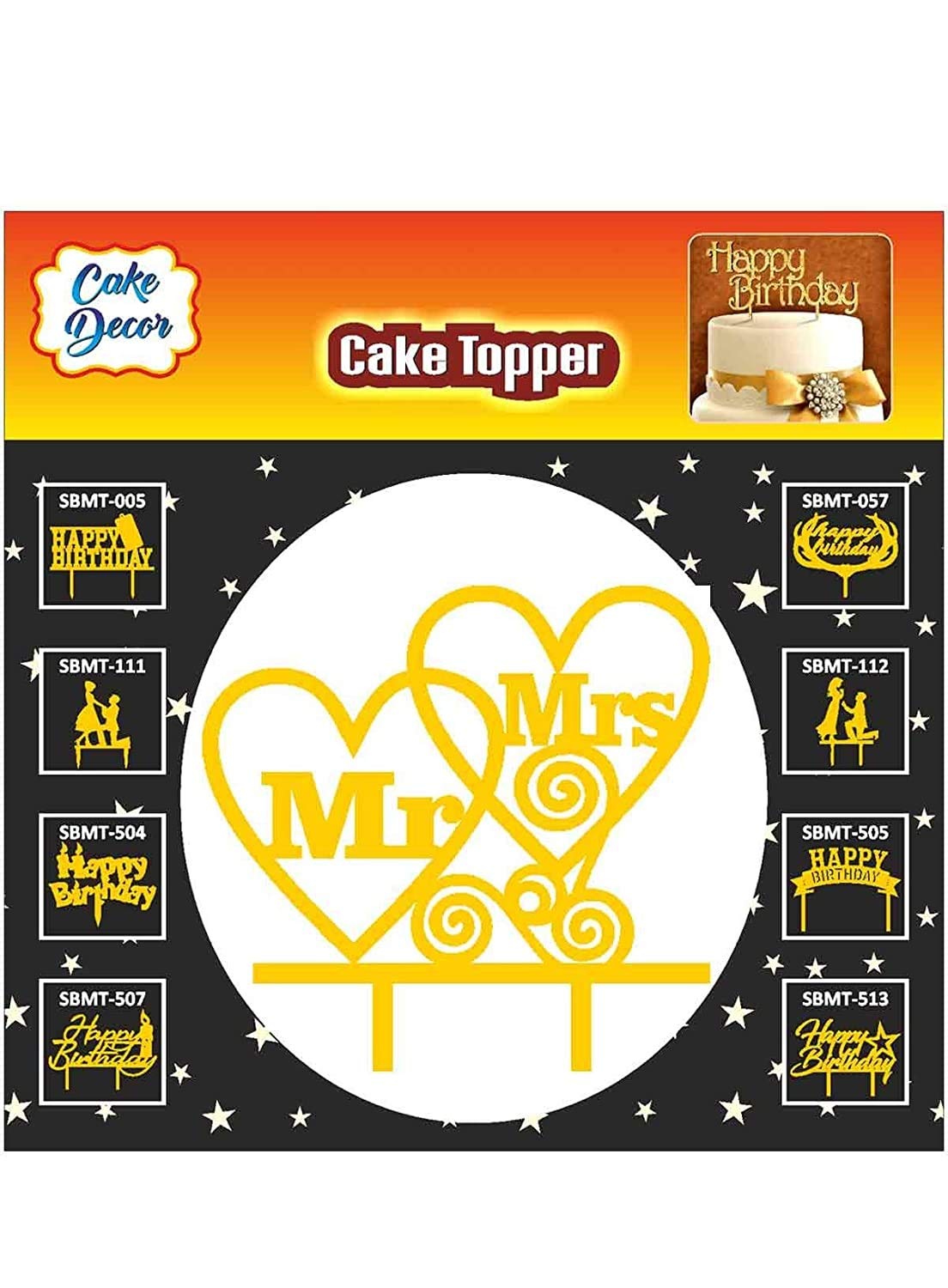 Cake Decor Mirror Shimmer Shining Acrylic Cake Topper Mr. And Mrs. With Heart