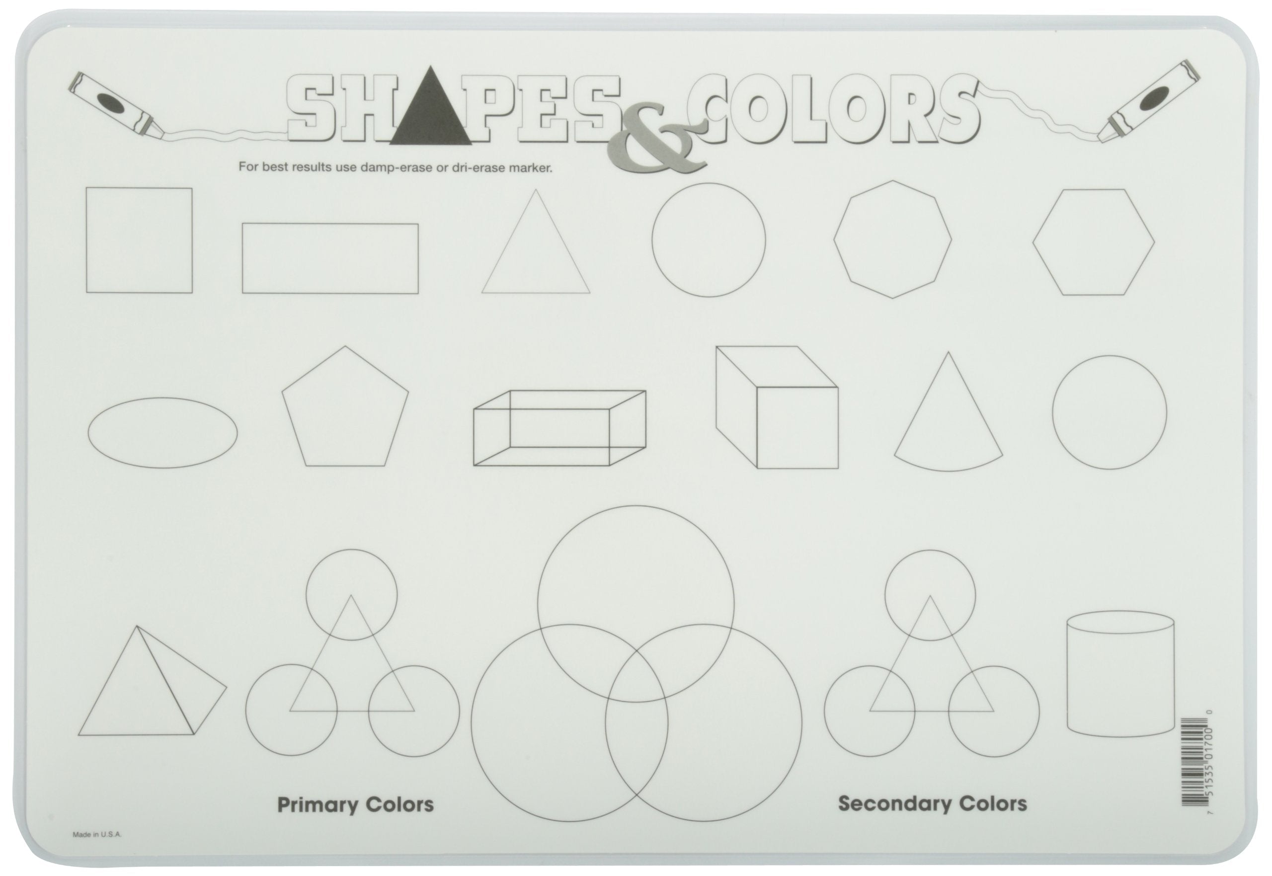 Painless Learning Shapes And Colors Placemat Large