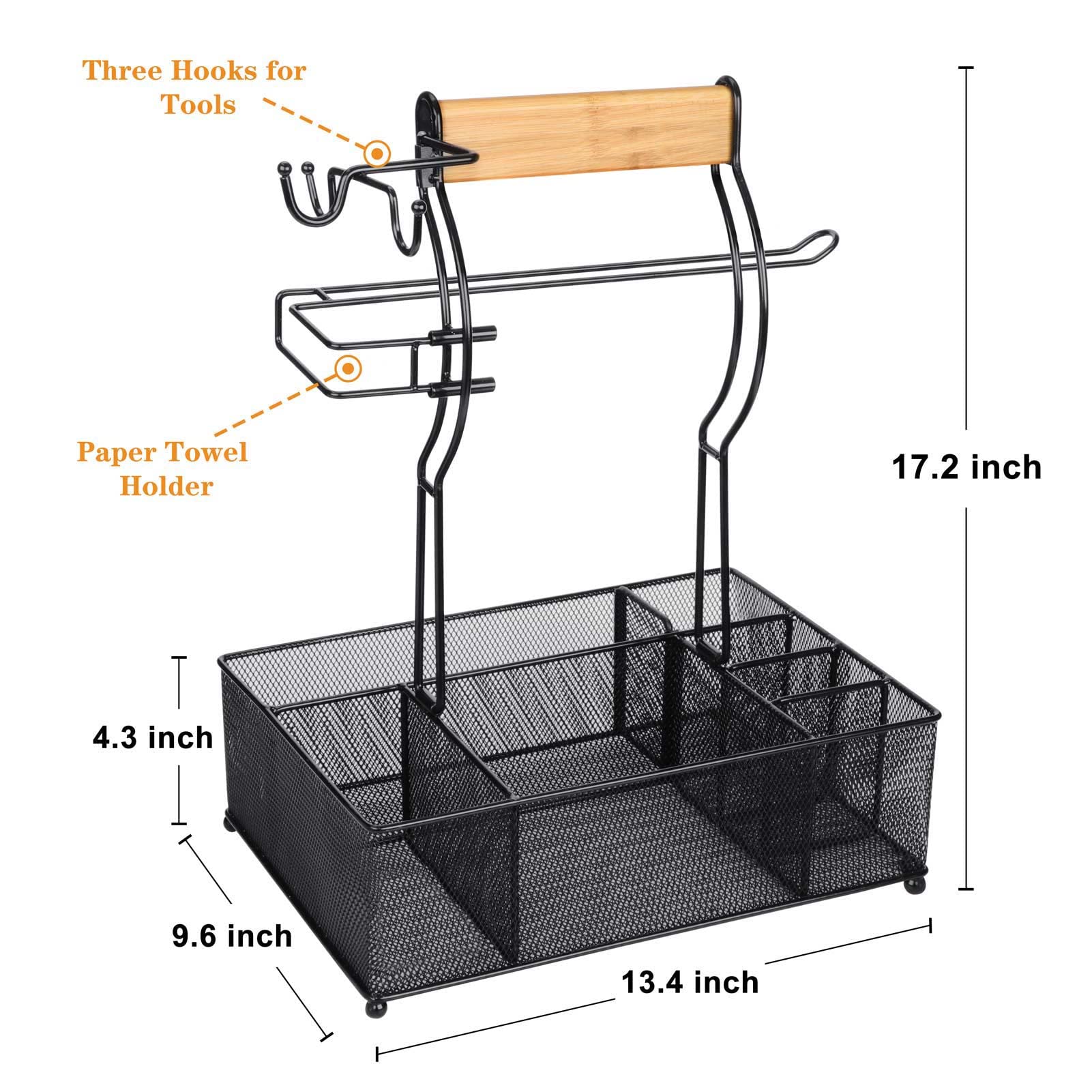 Fangsun Grill Caddy, Bbq Caddy With Paper Towel Holder, Picnic Condiment Utensil Caddy For Outdoor Camping, Barbecue Accessories